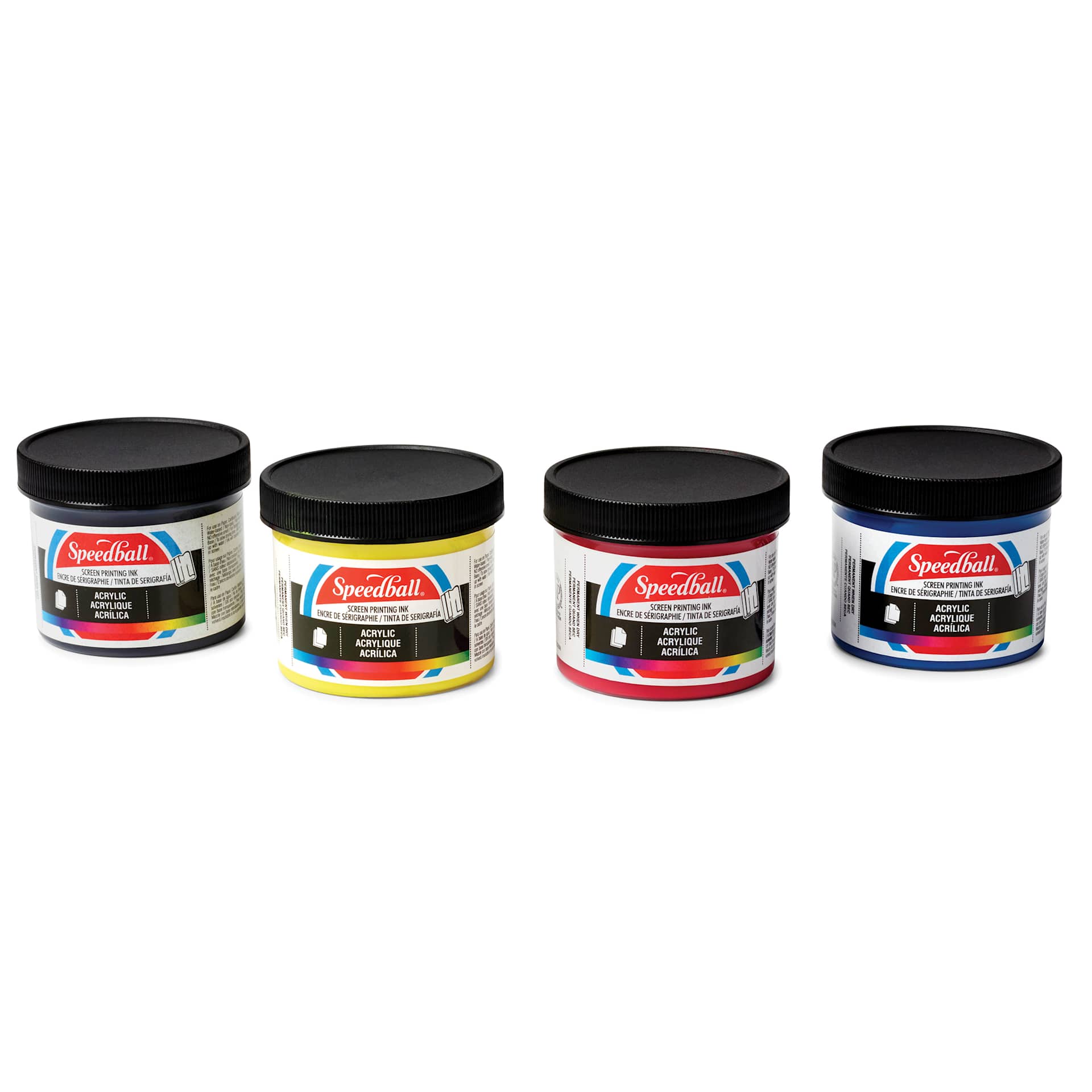 Speedball Permanent Acrylic Screen Printing Starter Set - Set of 4 4 oz jars shown