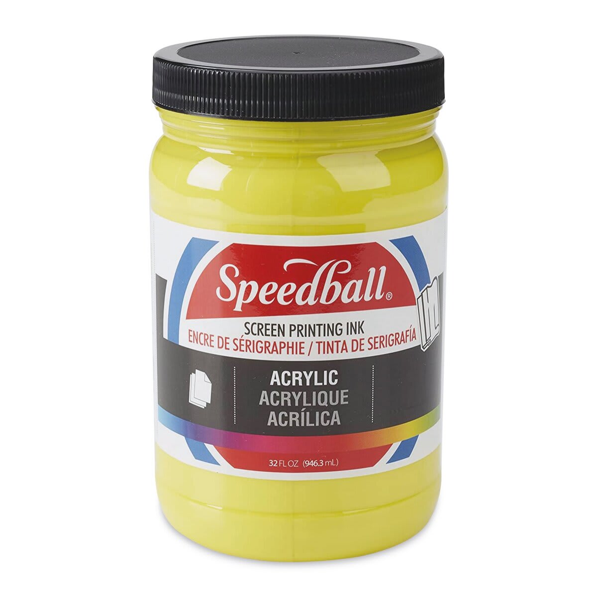 Speedball Permanent Acrylic Screen Printing Ink - Front of 32 oz jar of Process Yellow shown Speedball Permanent Acrylic Screen Printing Ink - Front of 32 oz jar of Process Yellow shown