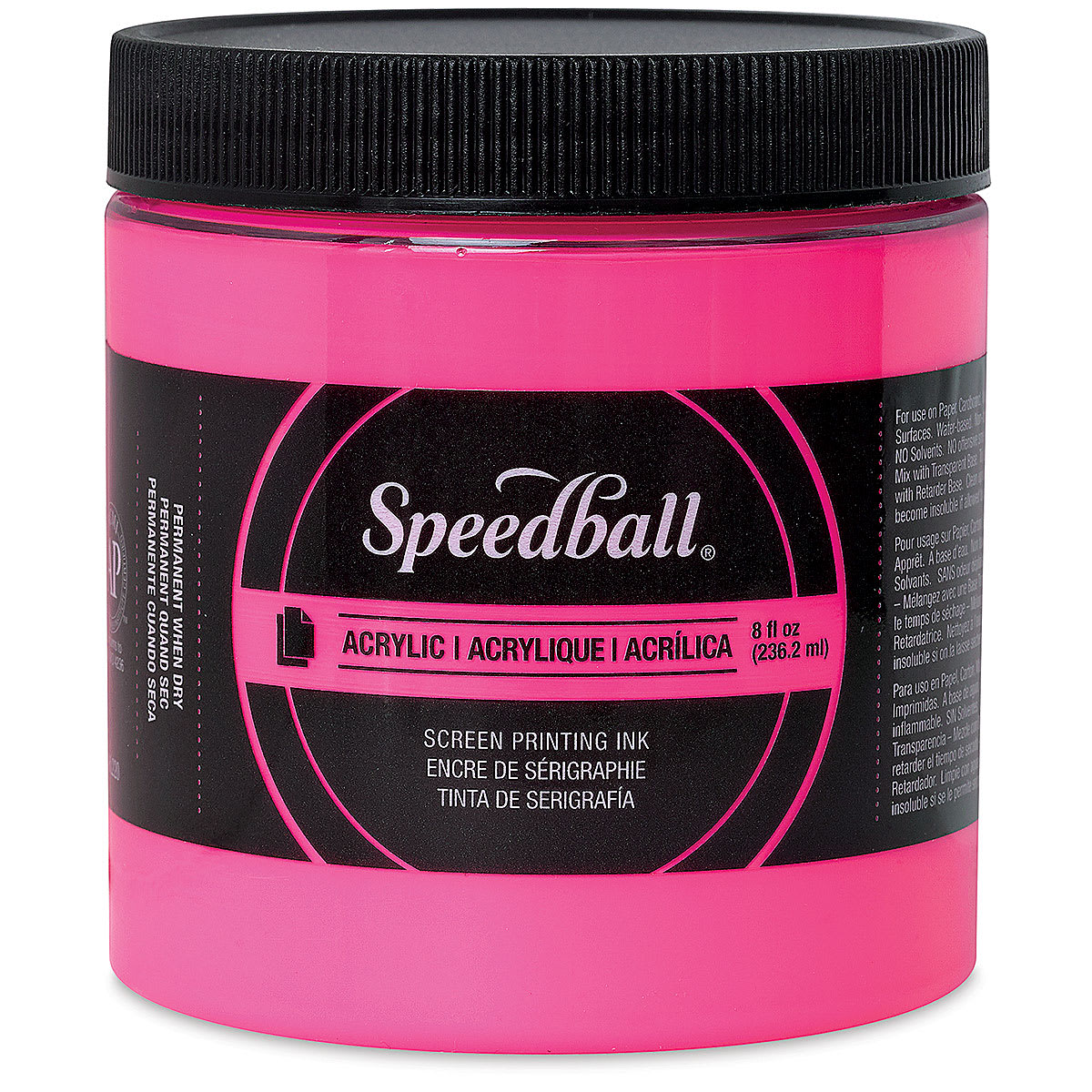 Speedball Permanent Acrylic Screen Printing Ink - Fluorescent Hot Pink, 8 oz