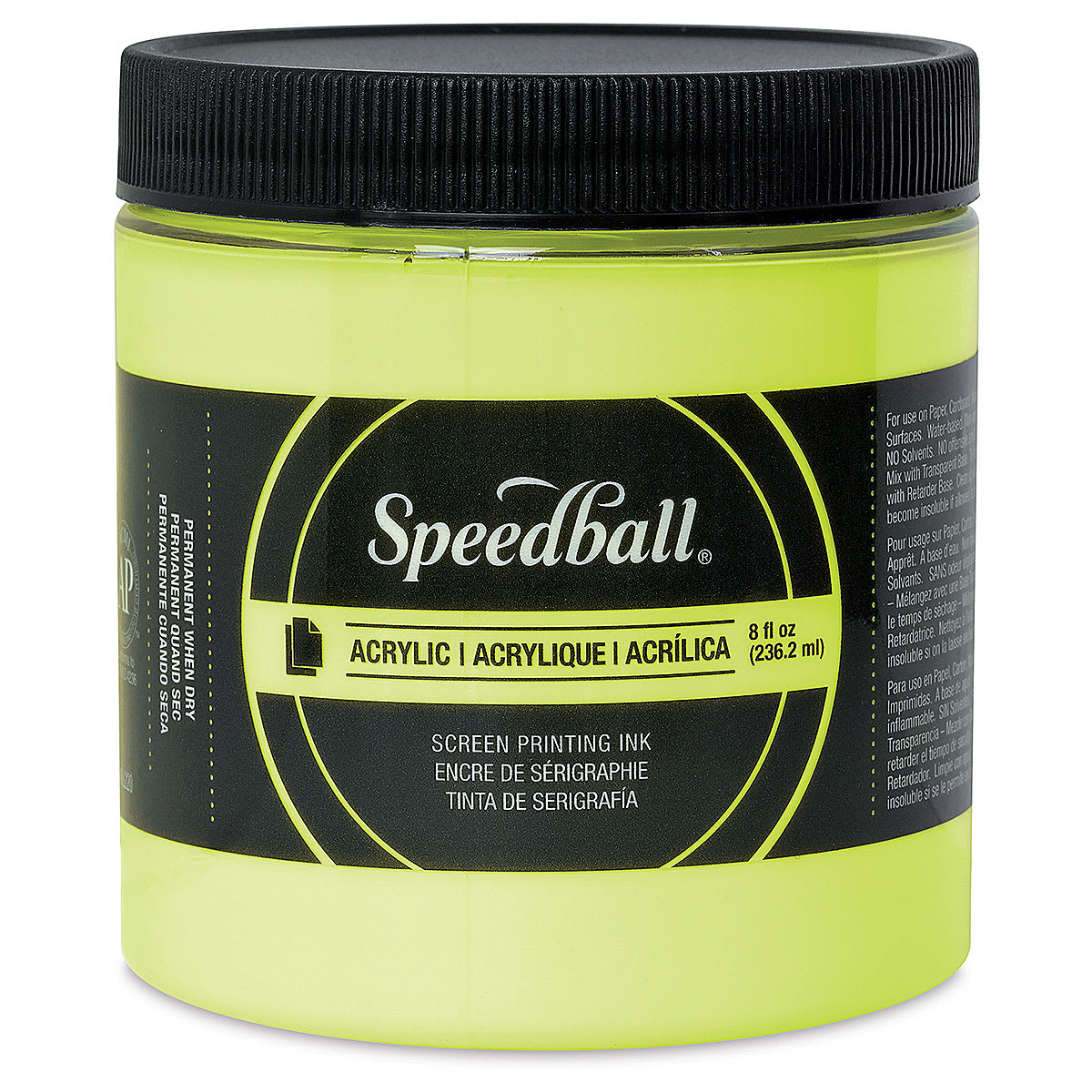Speedball Permanent Acrylic Screen Printing Ink - Fluorescent Yellow, 8 oz