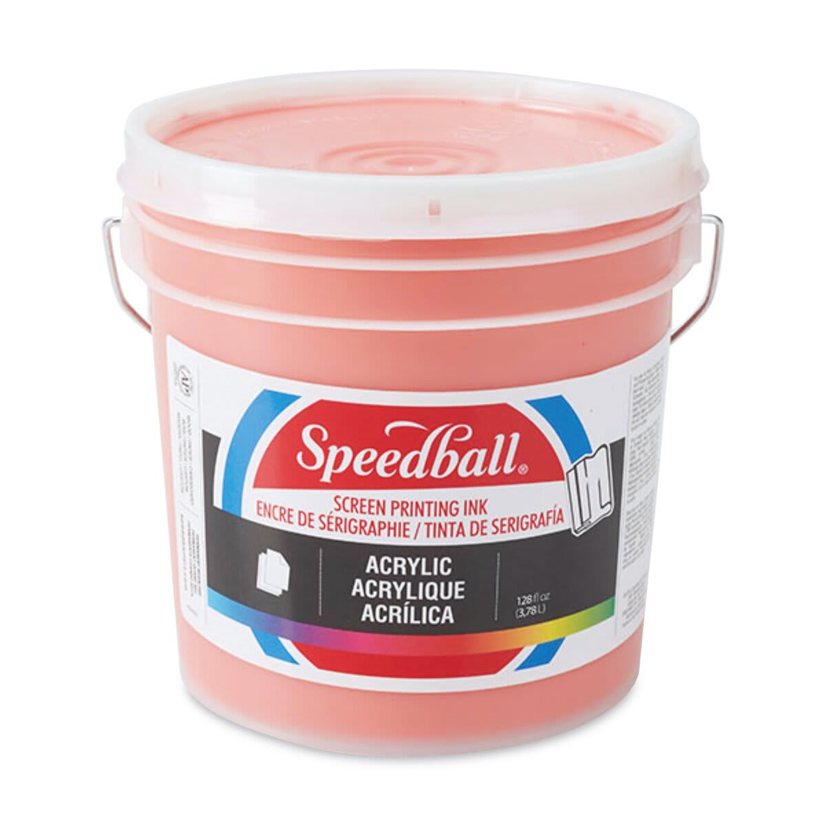 Speedball Permanent Acrylic Screen Printing Ink - Front of 128oz Bucket of Orange color shown Speedball Permanent Acrylic Screen Printing Ink - Front of 128oz Bucket of Orange color shown