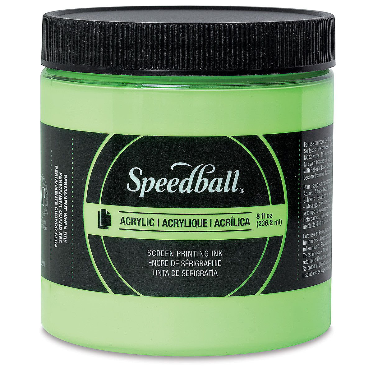Speedball Permanent Acrylic Screen Printing Ink - Fluorescent Lime Green, 8 oz