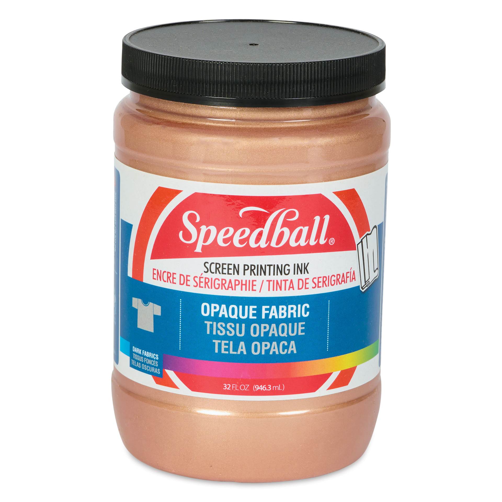Speedball Fabric Screen Printing Ink - Rose Gold (Opaque), 32 oz, front of the jar Speedball Fabric Screen Printing Ink - Rose Gold (Opaque), 32 oz, front of the jar