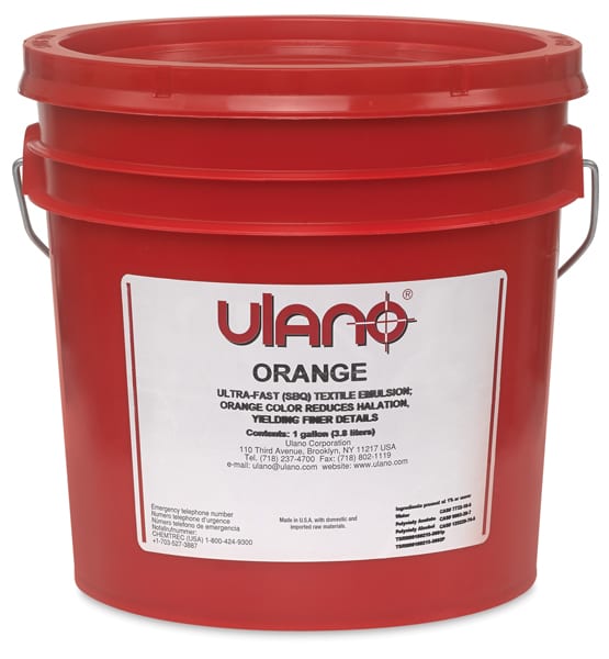 Ulano Orange - Front view of Gallon Tub of Ulano Orange