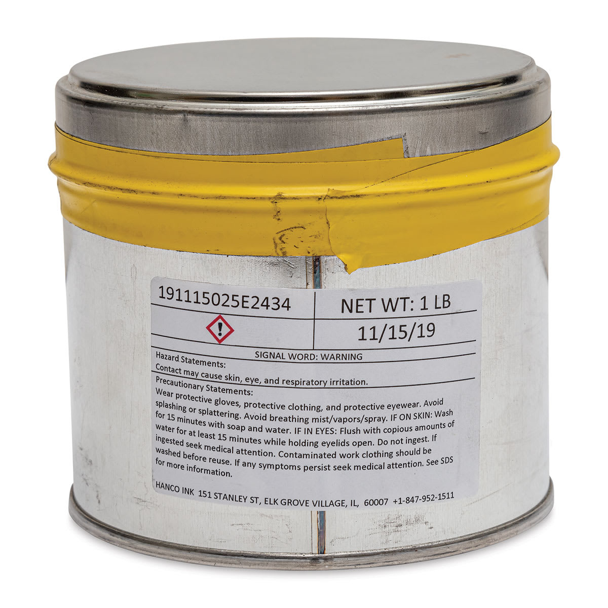 Hanco Litho Ink - 1 lb, Yellow Ochre - back