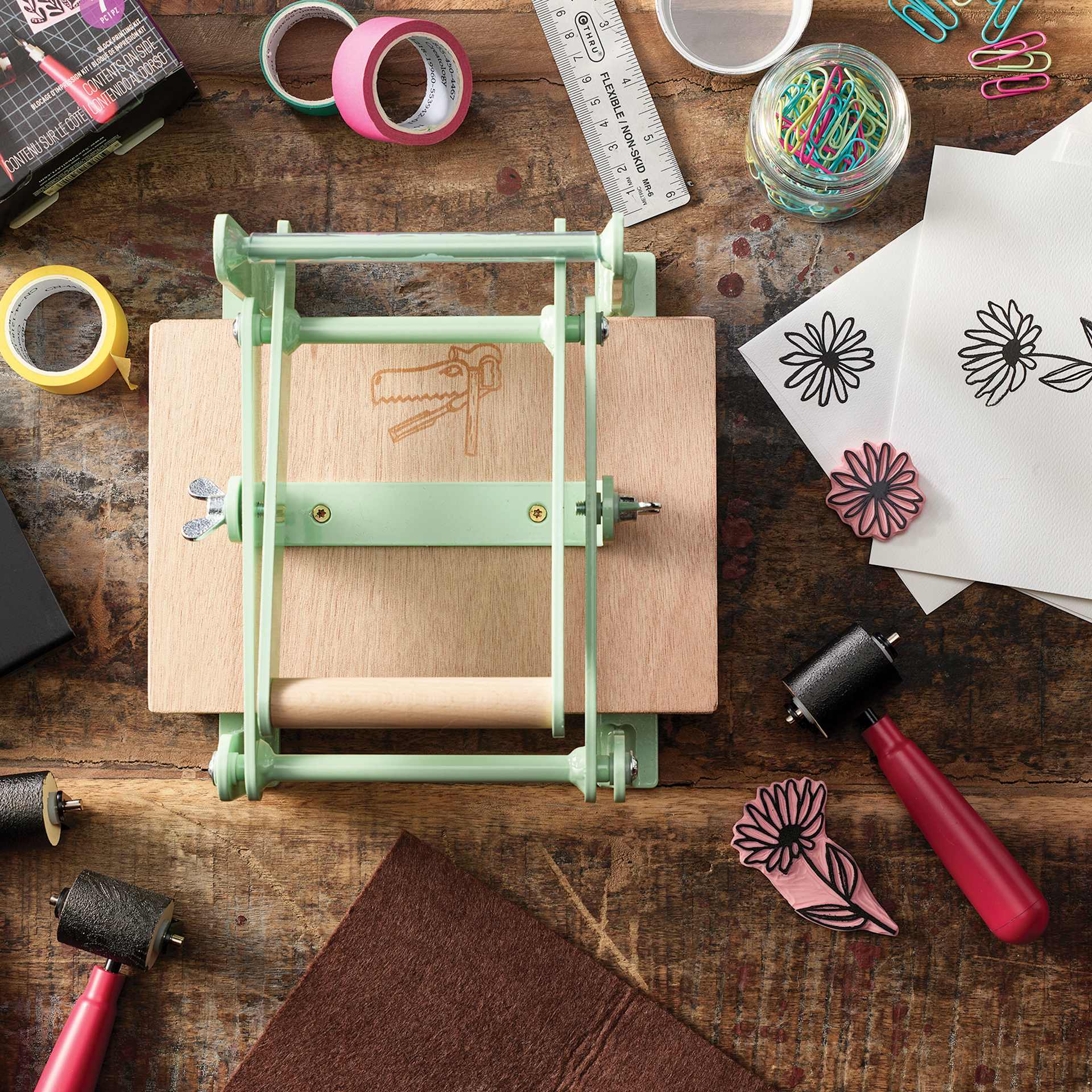 Woodzilla Hand Lino Press, with printmaking supplies Woodzilla Hand Lino Press, with printmaking supplies