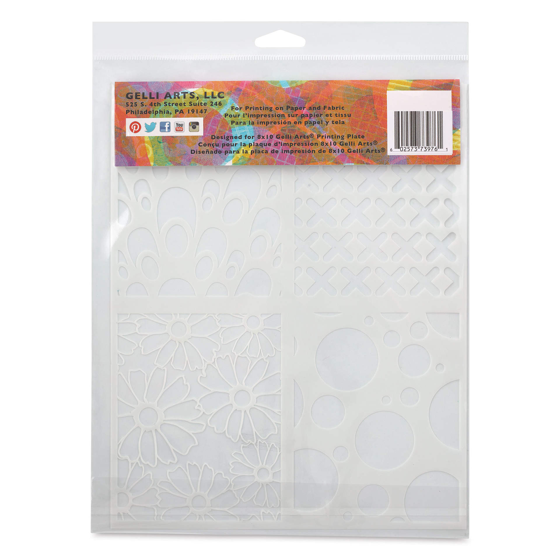 Gelli Arts Stencil - Multi Design, 8" x 10"