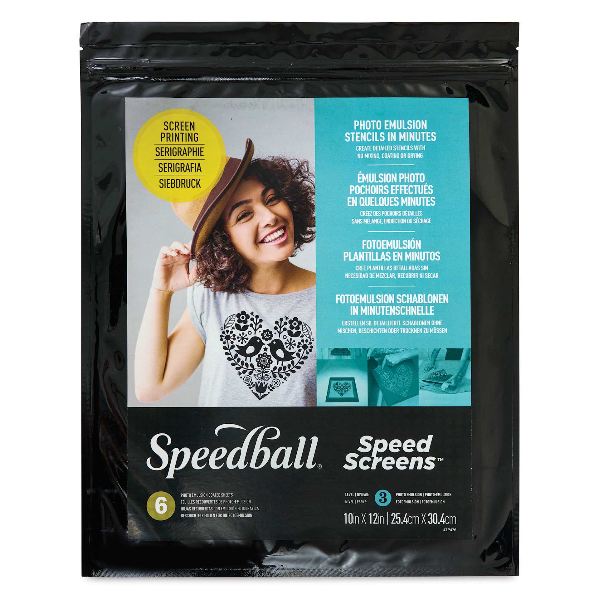 Speedball Speed Screens - 10" x 12", Pkg of 6, front of the packaging