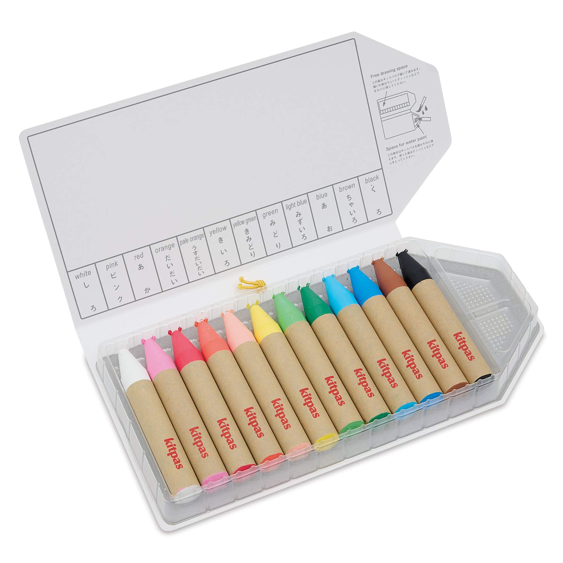 Kitpas Large Rice Wax Crayon Set - Set of 12, Assorted, open packaging