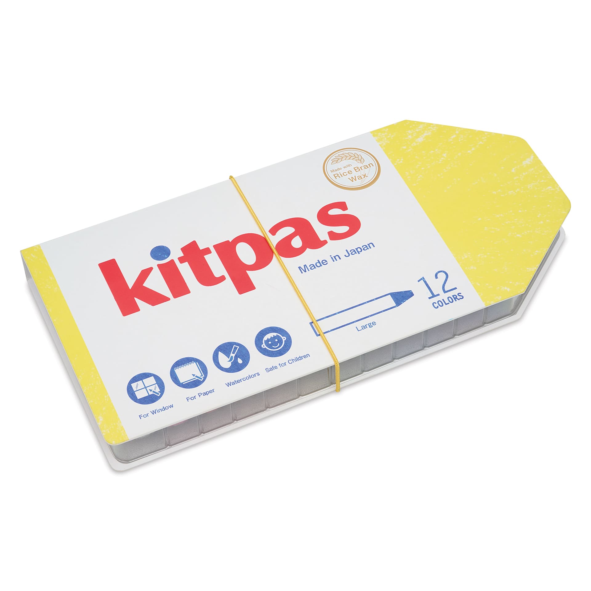 Kitpas Large Rice Wax Crayon Set - Set of 12, Assorted