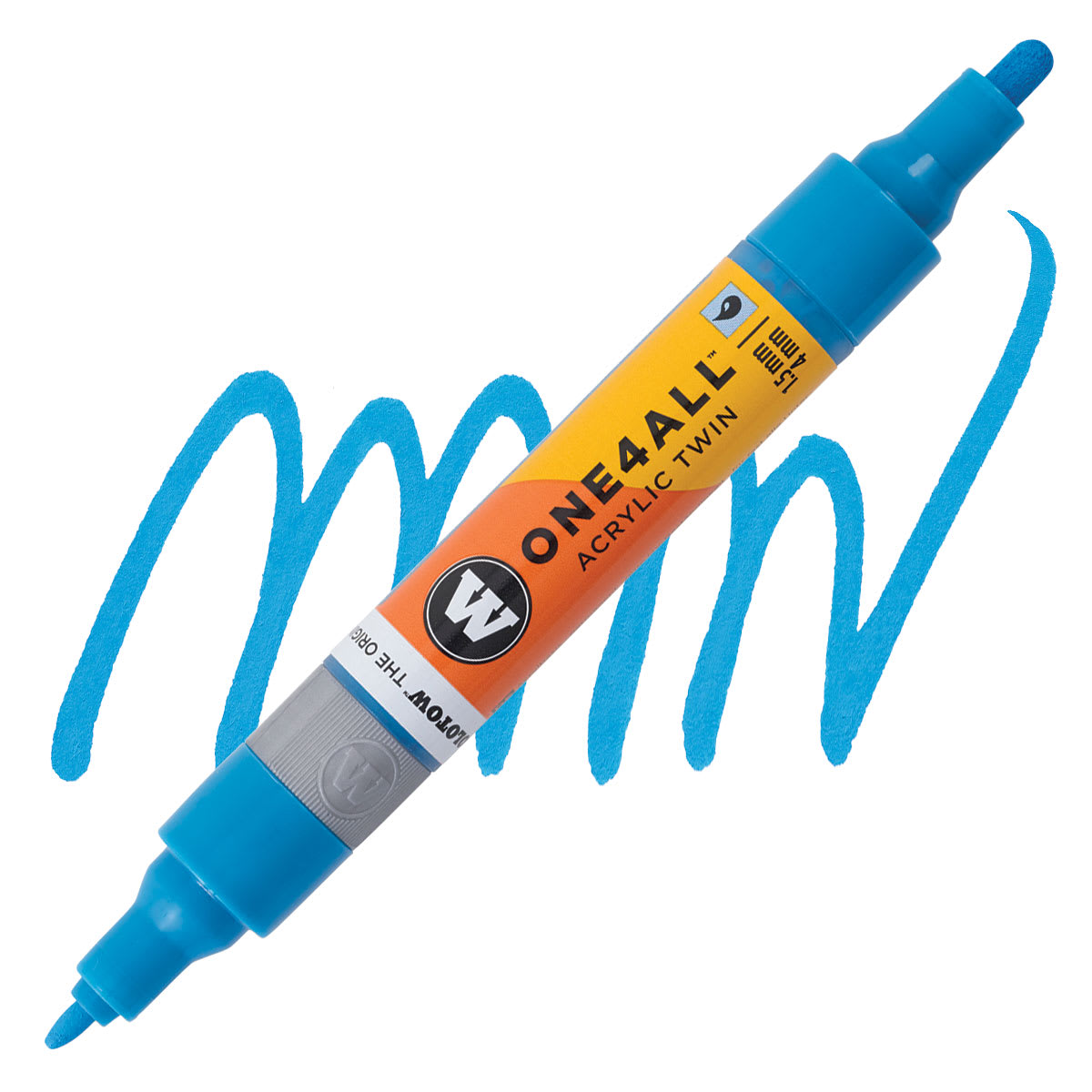Molotow One4All Acrylic Twin Marker - Shock Blue Middle marker and swatch