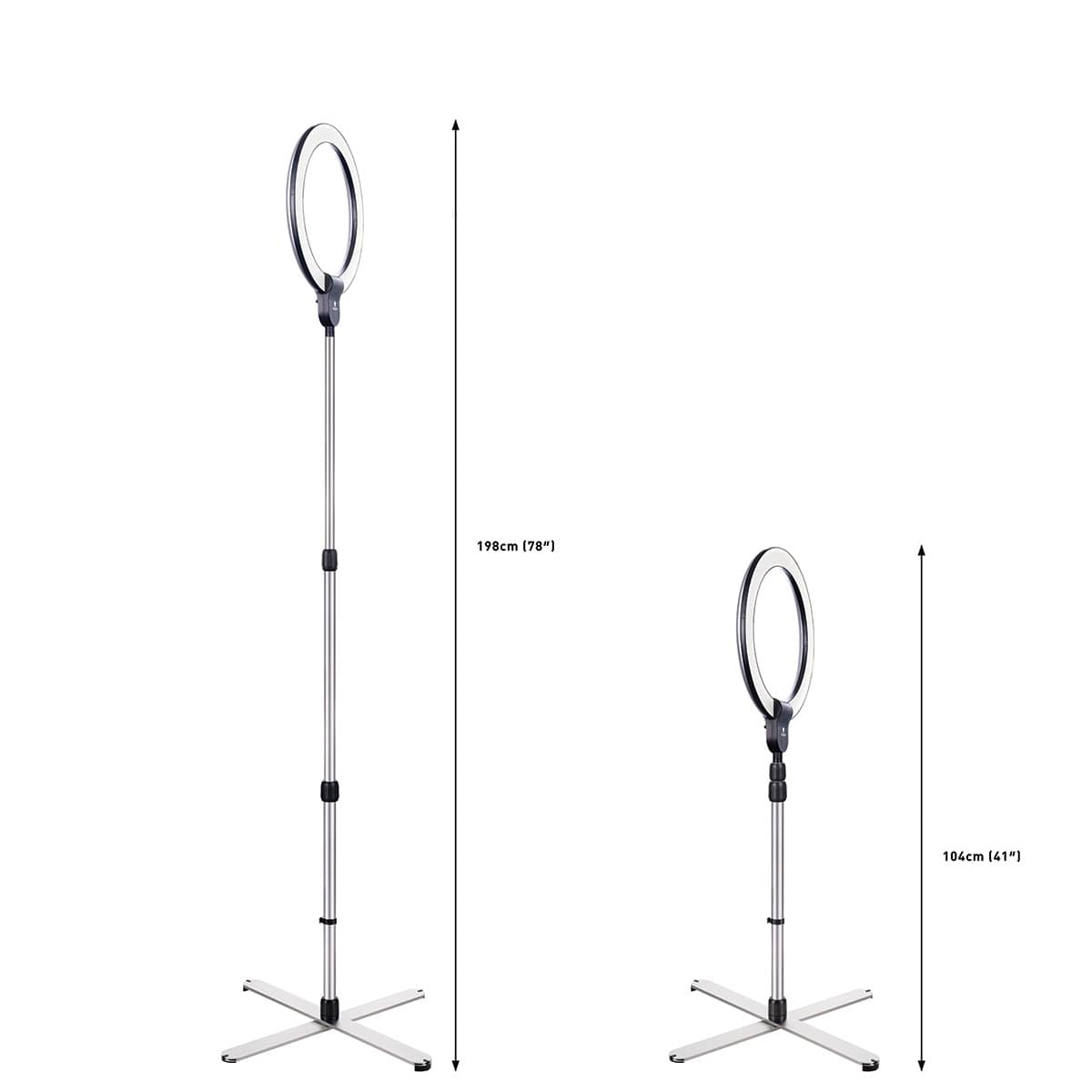 Daylight Aura Ring Light (Shown at maximum and minimum height)