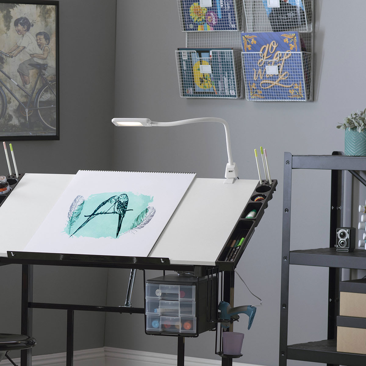 Studio Designs LED Flex Lamp - White (Lamp shown on art table)
