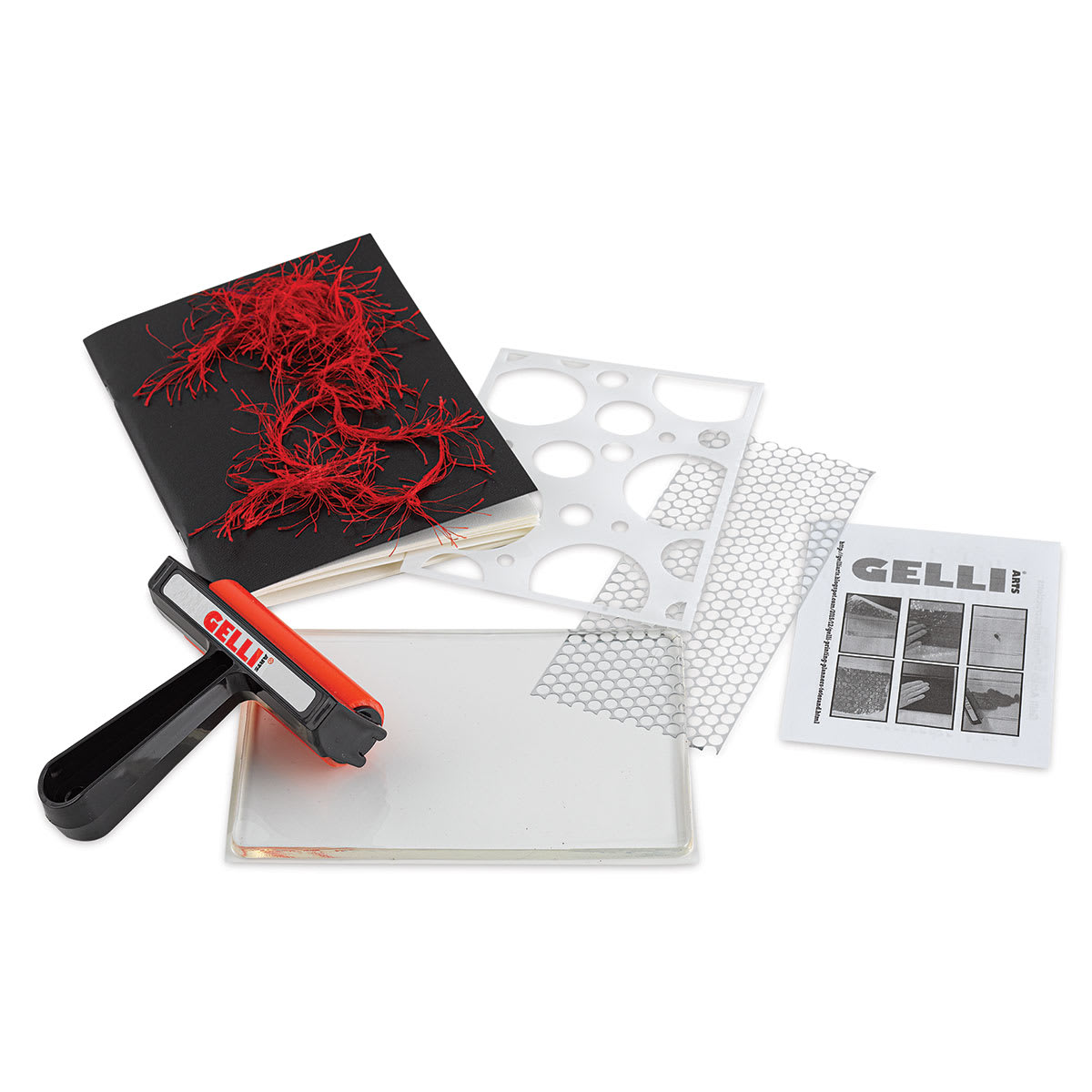 Gelli Arts Printing Plate - Components of Journal Printing Kit shown