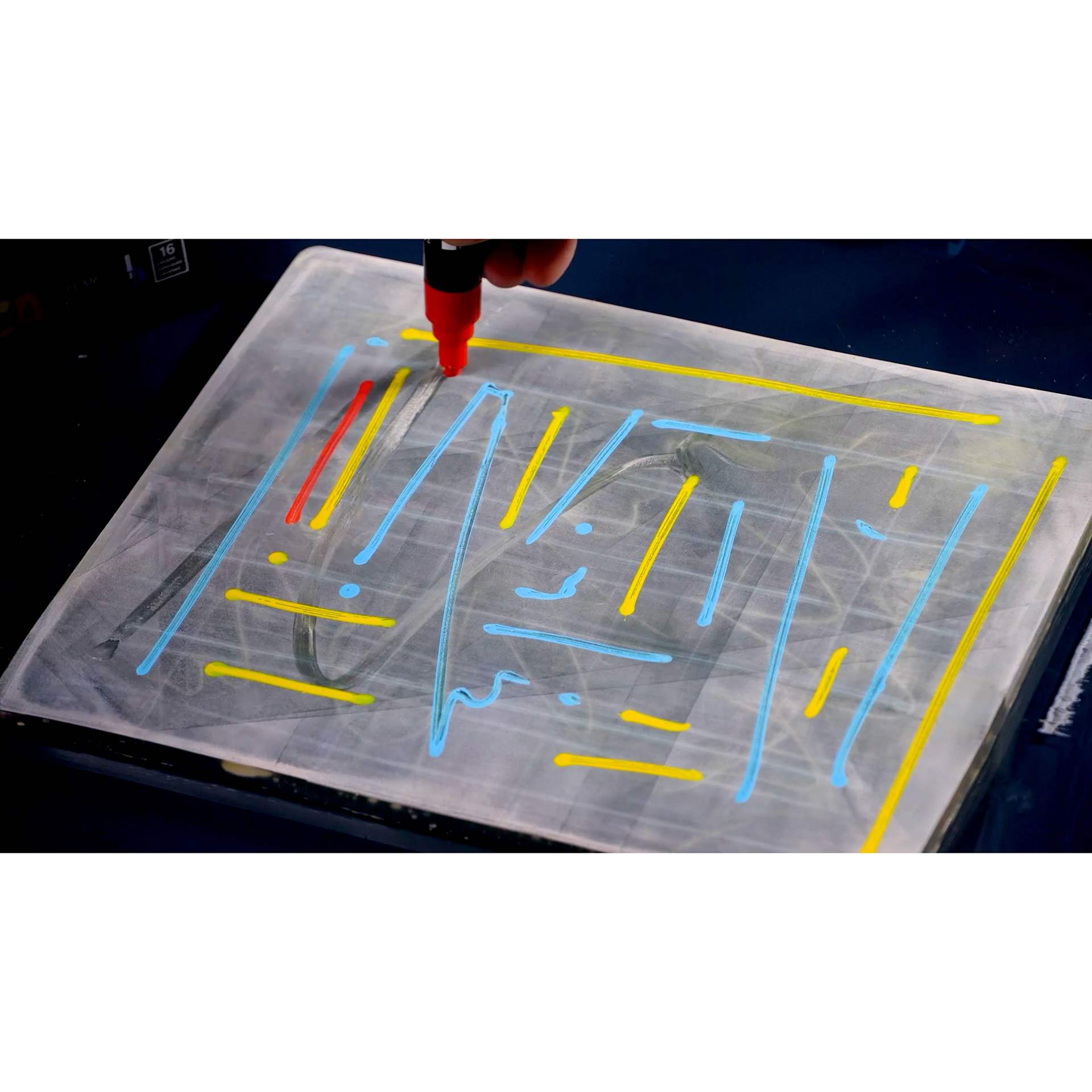 Gelli Arts Gel Printing Plate, second layer being applied of marker Gelli Arts Gel Printing Plate, second layer being applied of marker