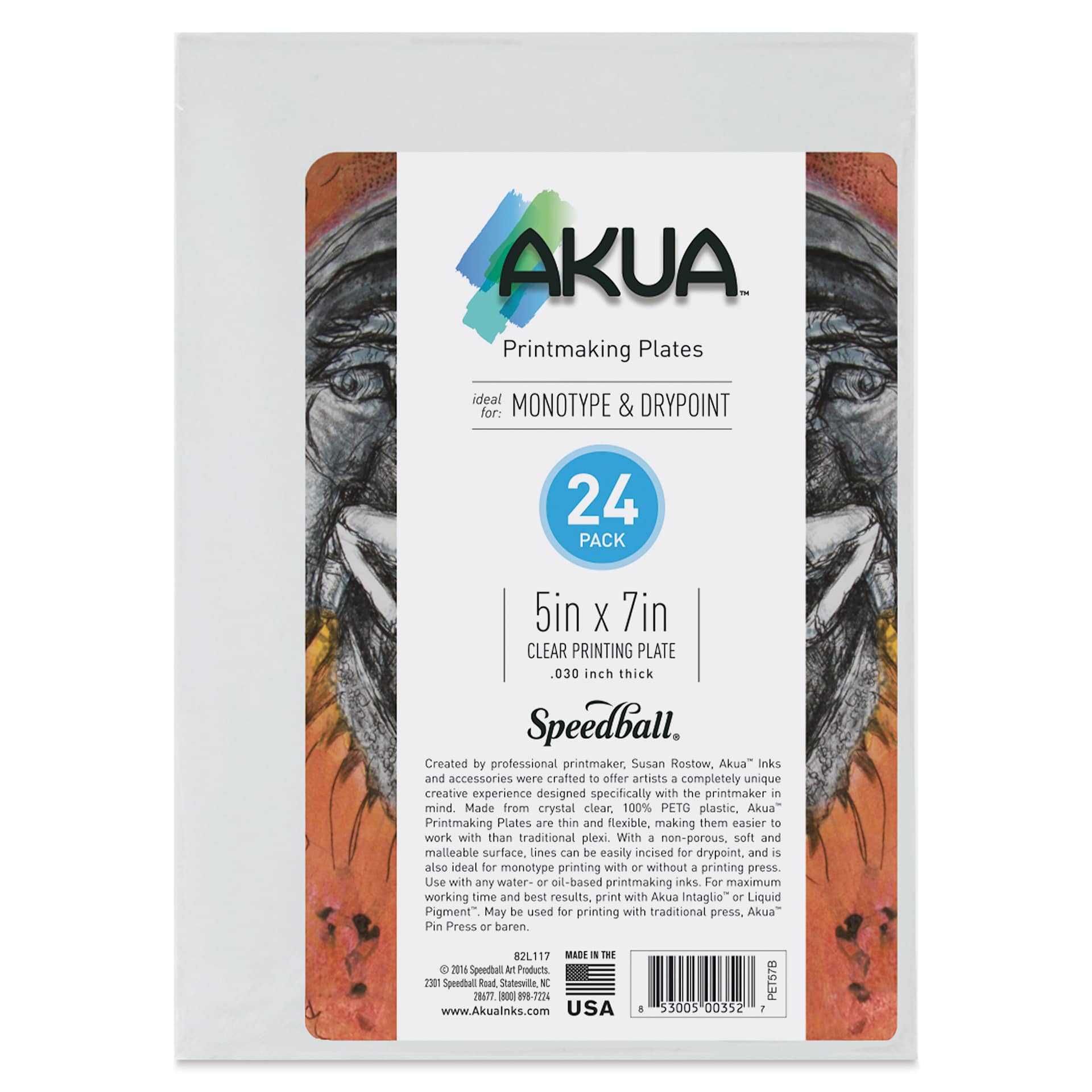 Akua Printmaking Plates - 5" x 7", Pkg of 24, label shown