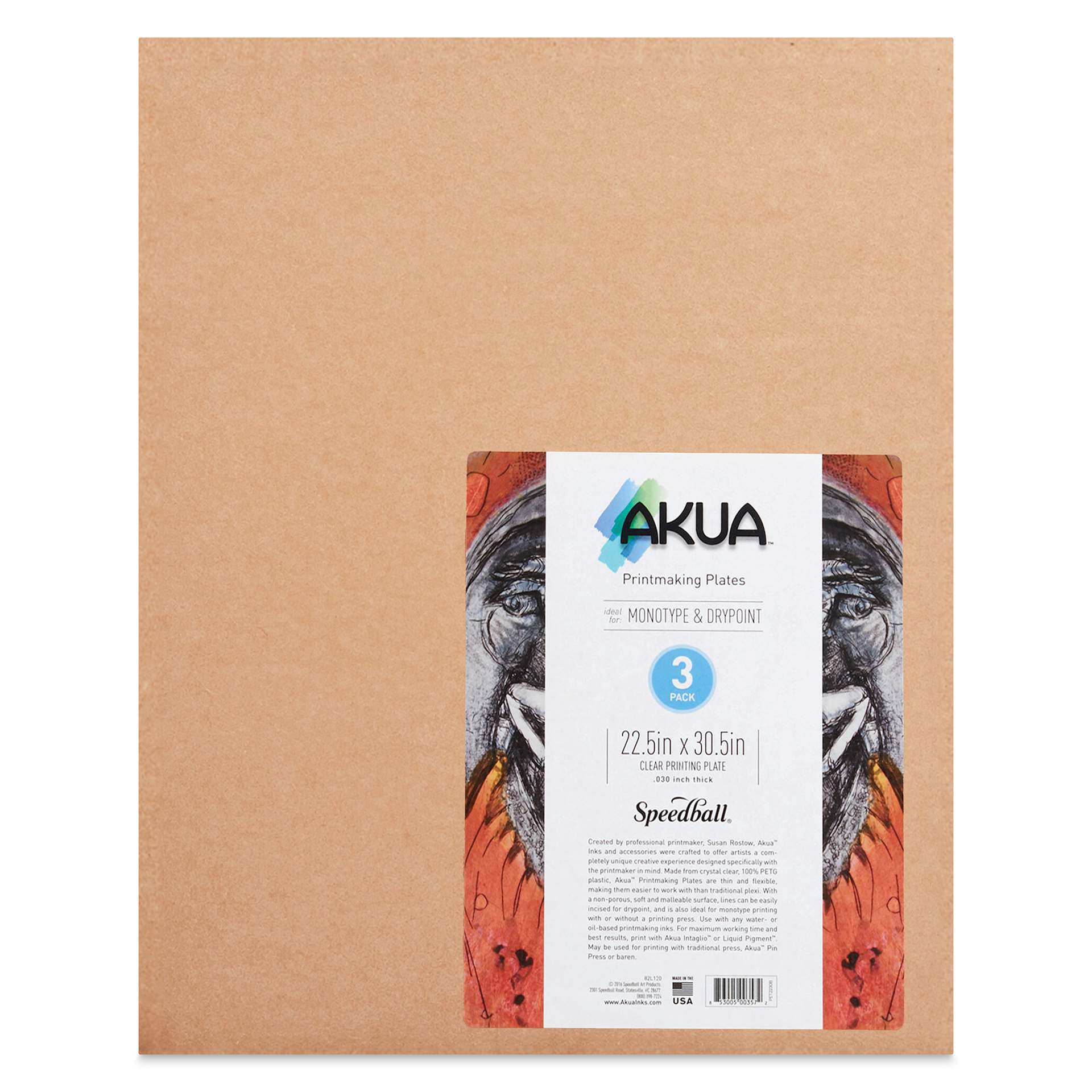 Akua Printmaking Plates - 22-1/2" x 30-1/2", Pkg of 3, label shown
