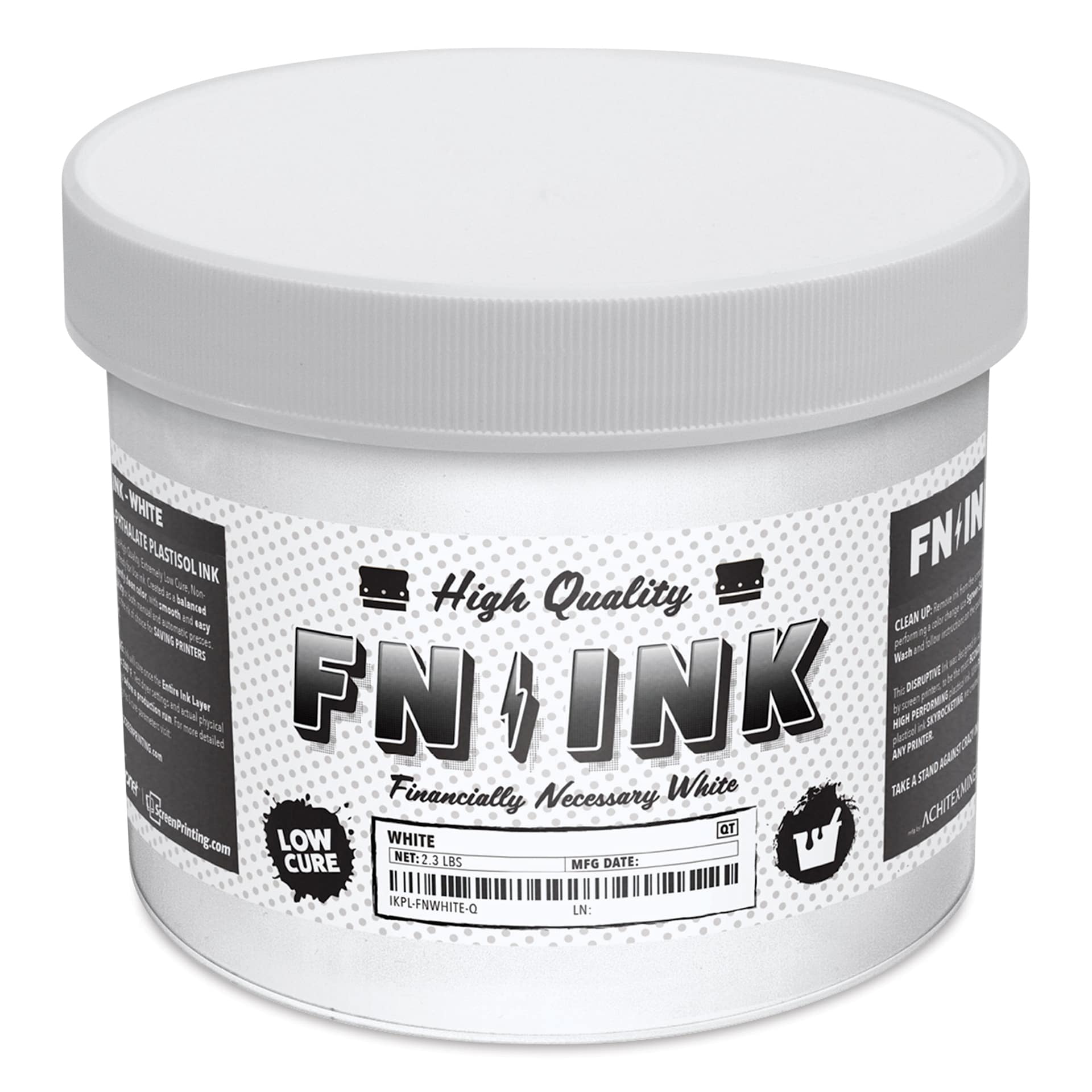 FN Ink Plastisol Screen Printing Ink - White, Quart