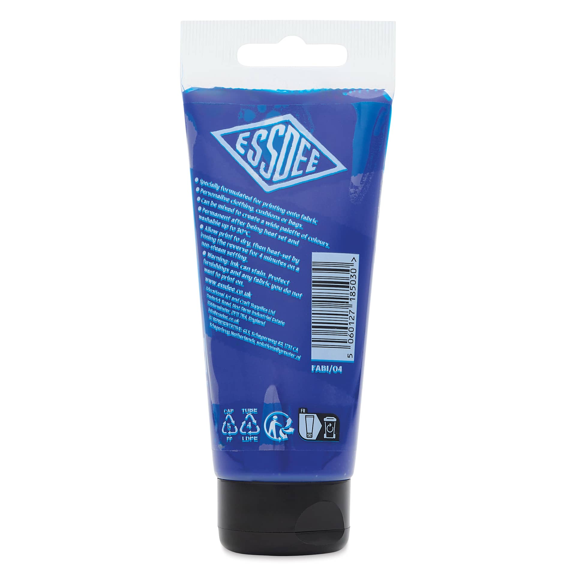 Essdee Fabric Block Printing Ink - Blue, 100 ml back of tube