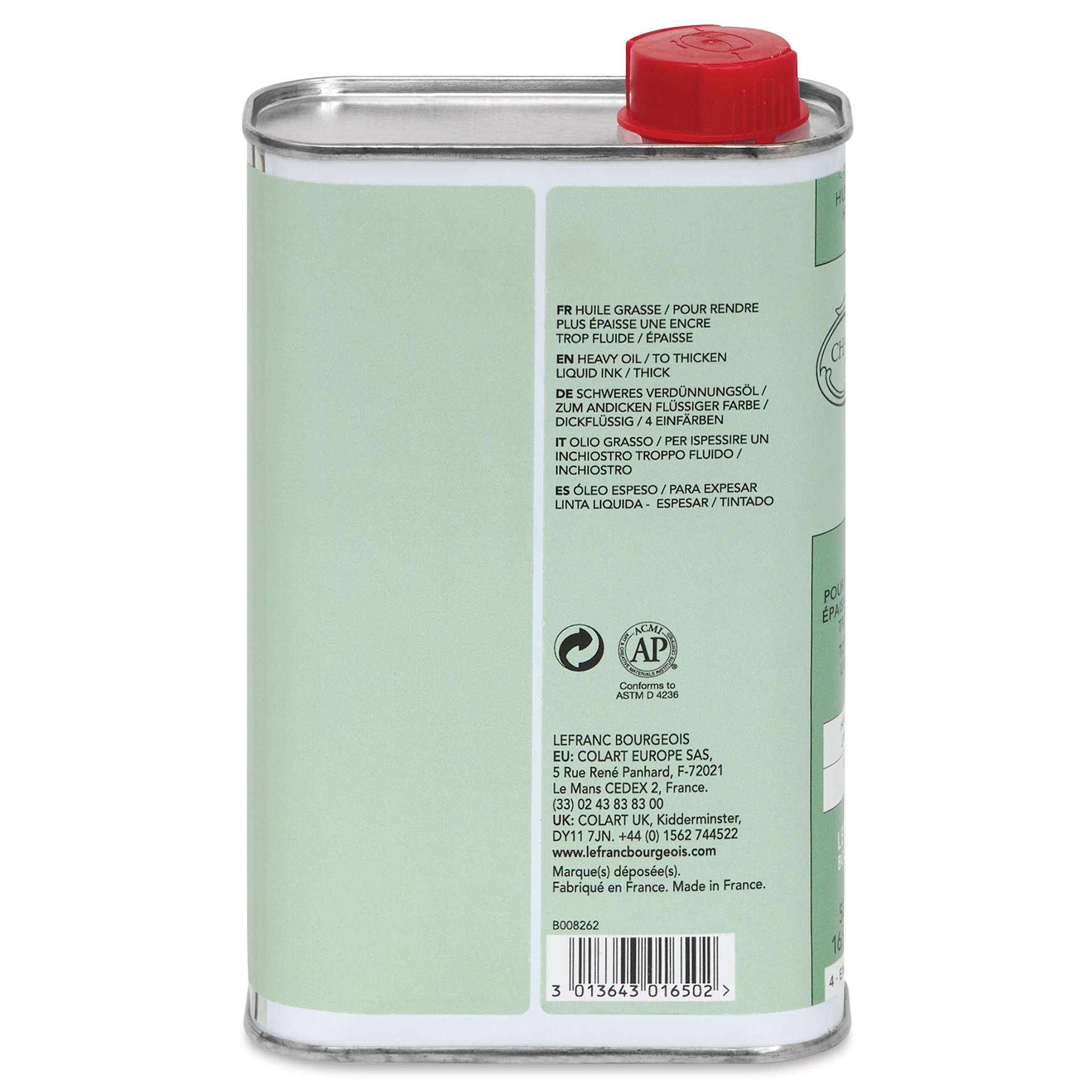 Charbonnel Fatty Etching Oil - 500 ml, back of packaging