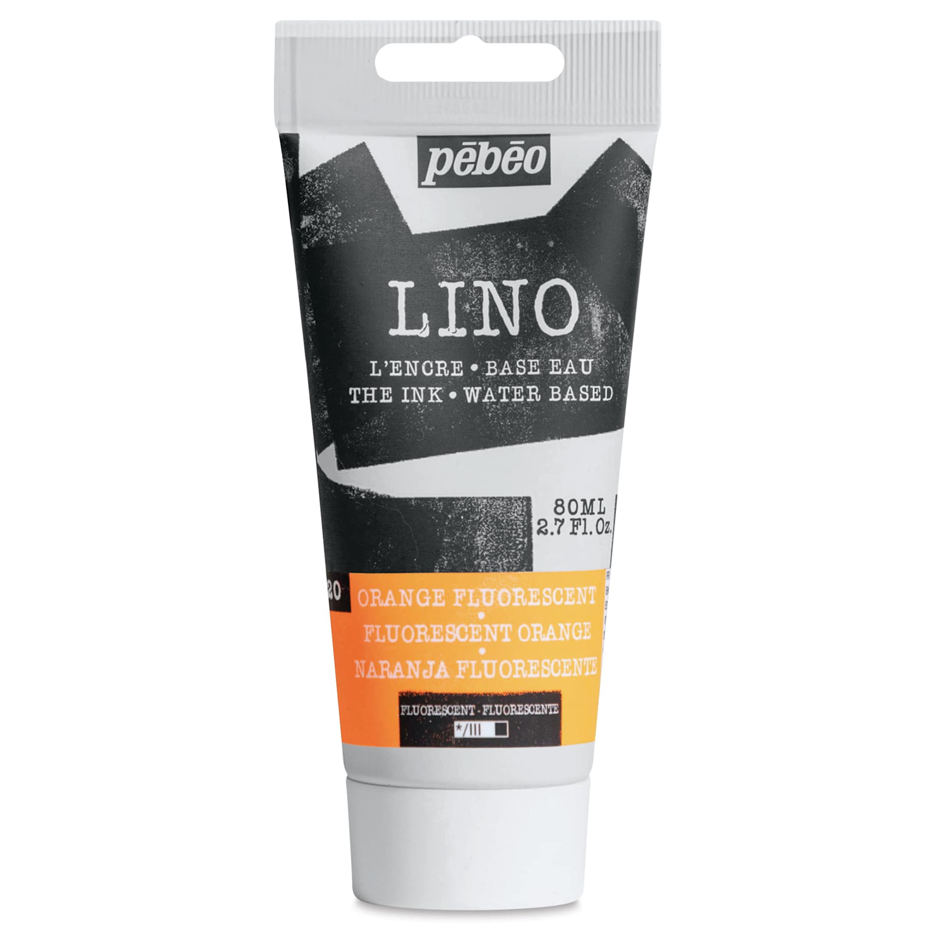 Pebeo Lino Ink - Orange Fluorescent, 80 ml Tube