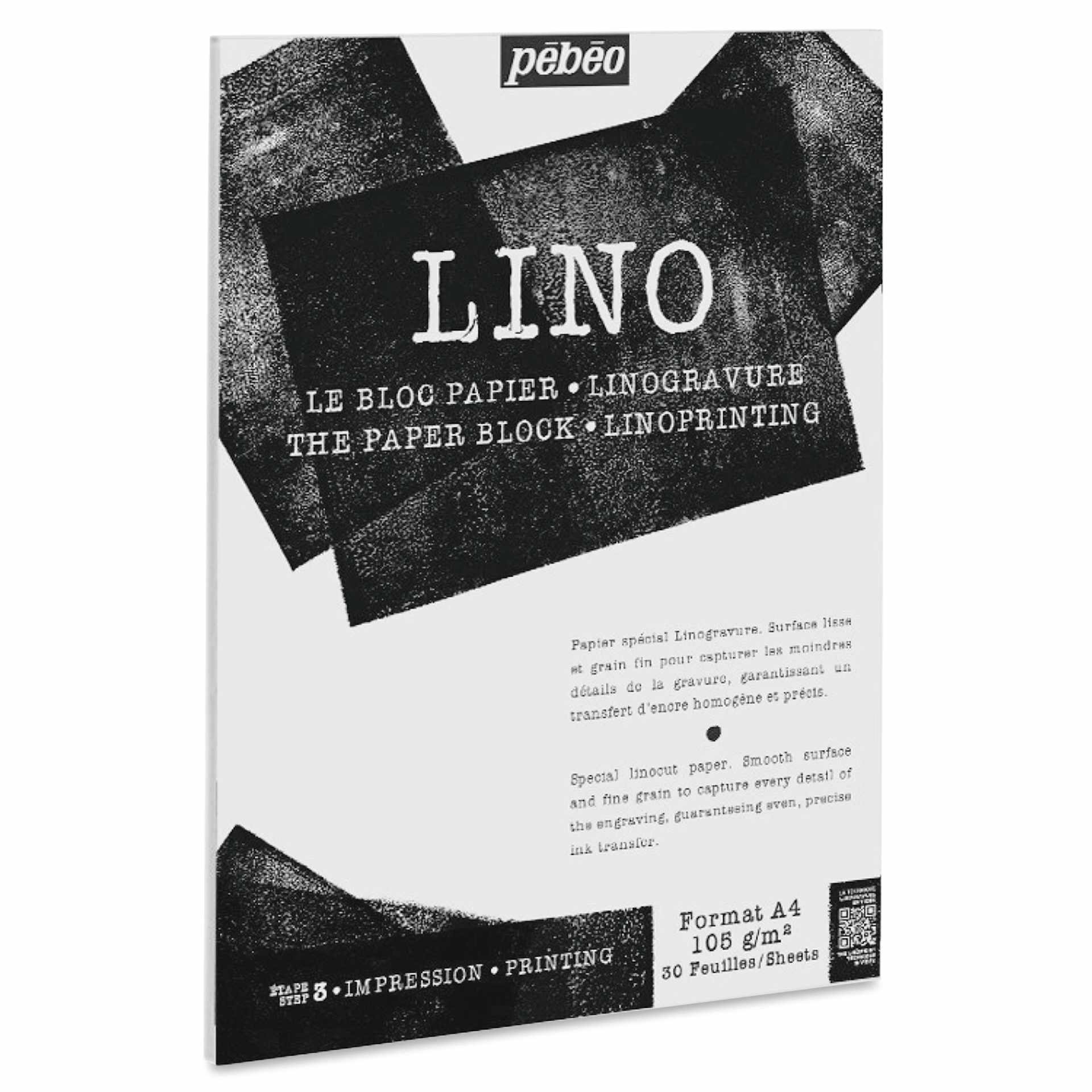 Pebeo Linocut Paper Block - 30 Sheets, A4, Bamboo, 210 mm x 297 mm
