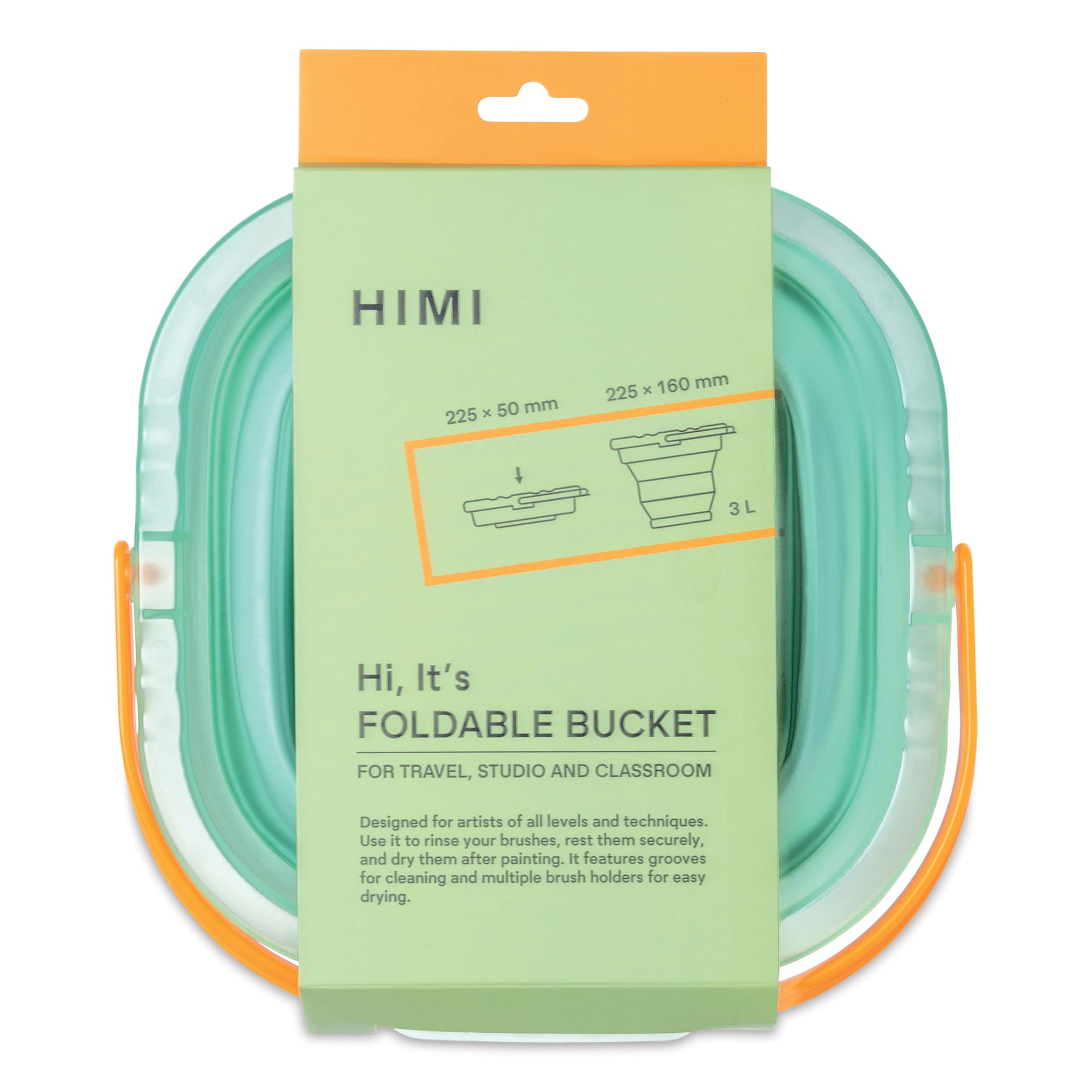 Himi Foldable Bucket - Green, 3L front of package