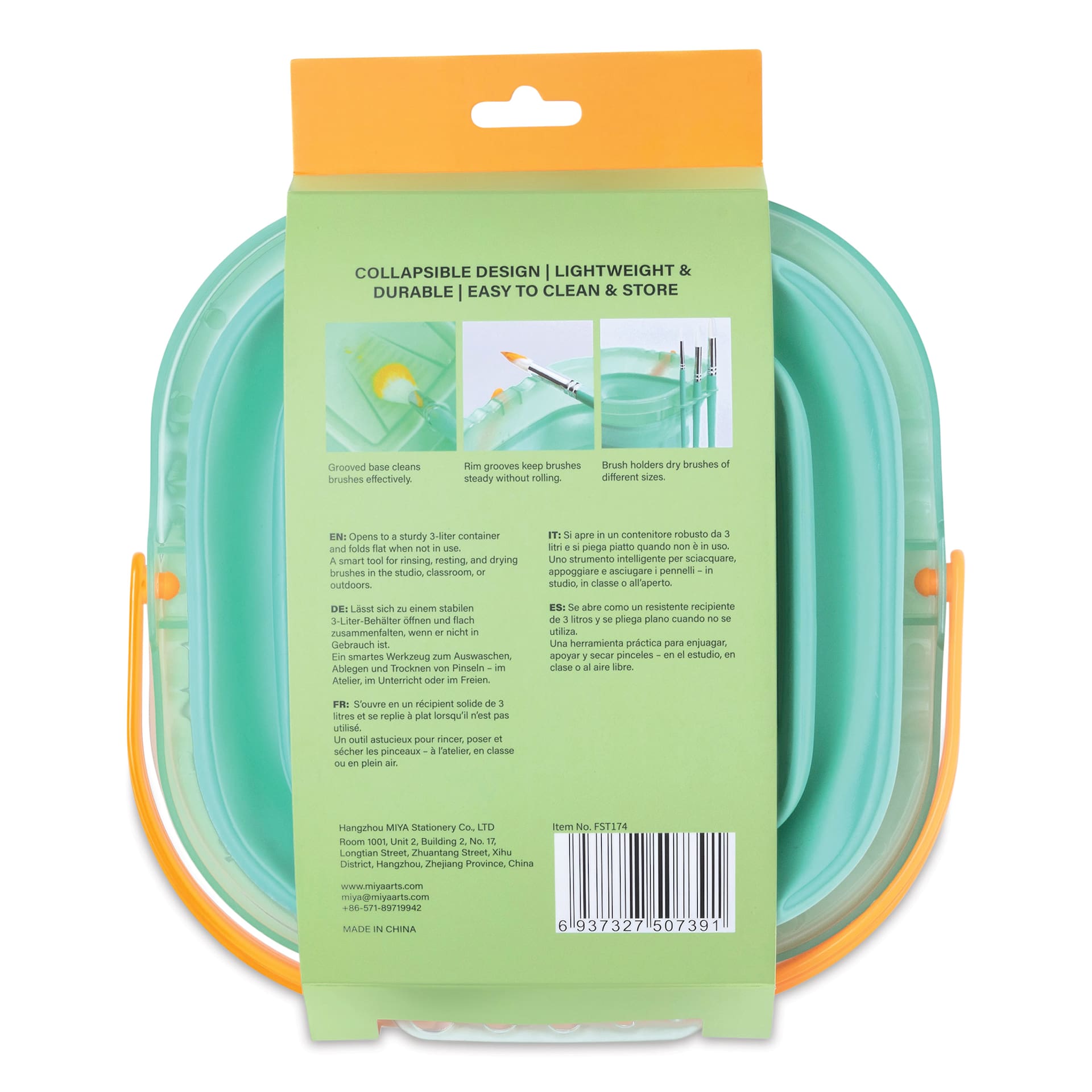 Himi Foldable Bucket - Green, 3L back of package