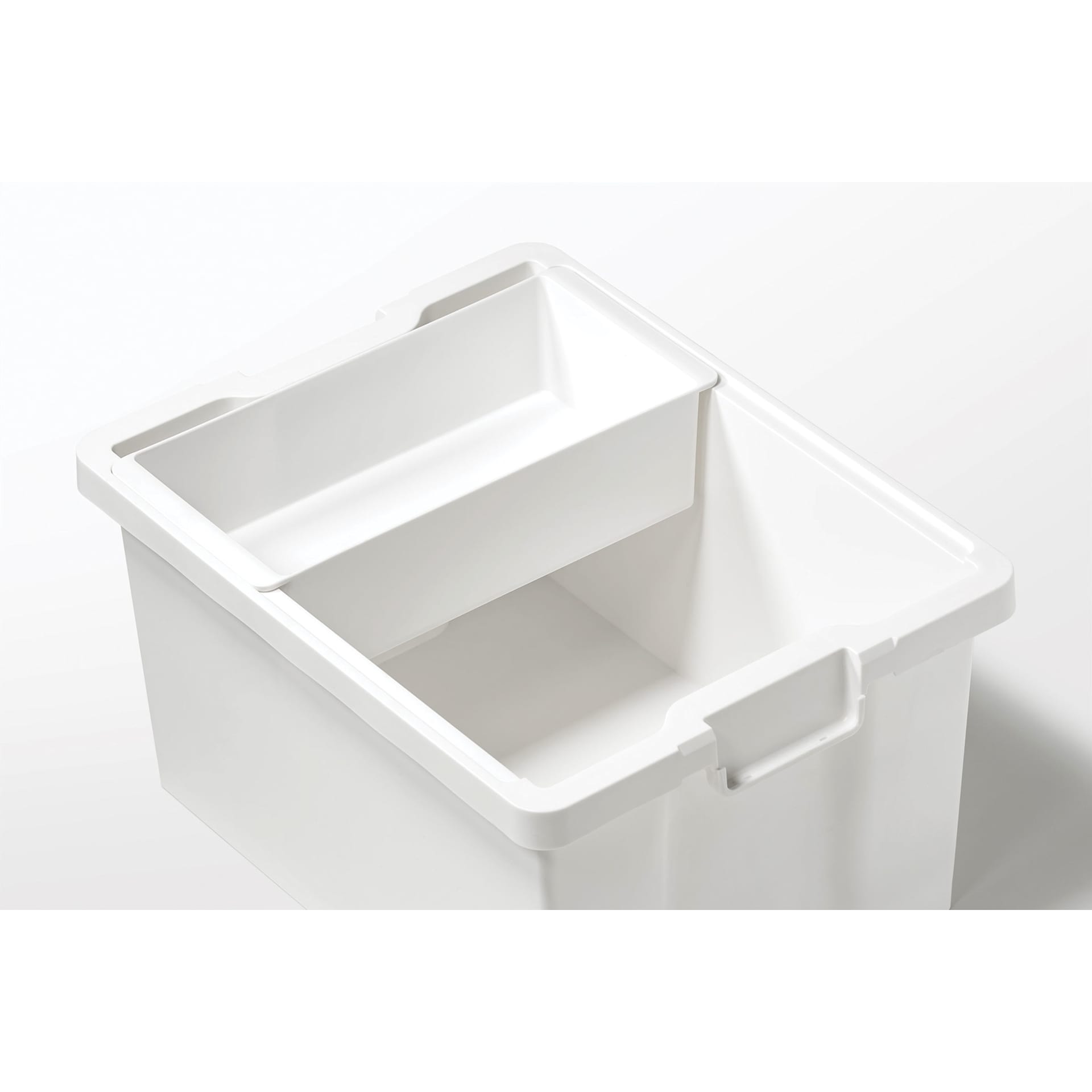 Like-It Store-Up Container with Tray -  White, inside view with tray 