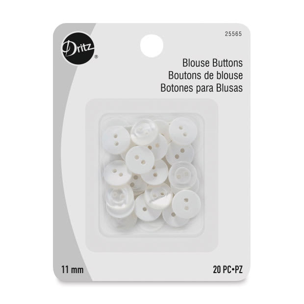 Dritz Blouse Buttons - Pkg of 20, 11 mm front of packaging