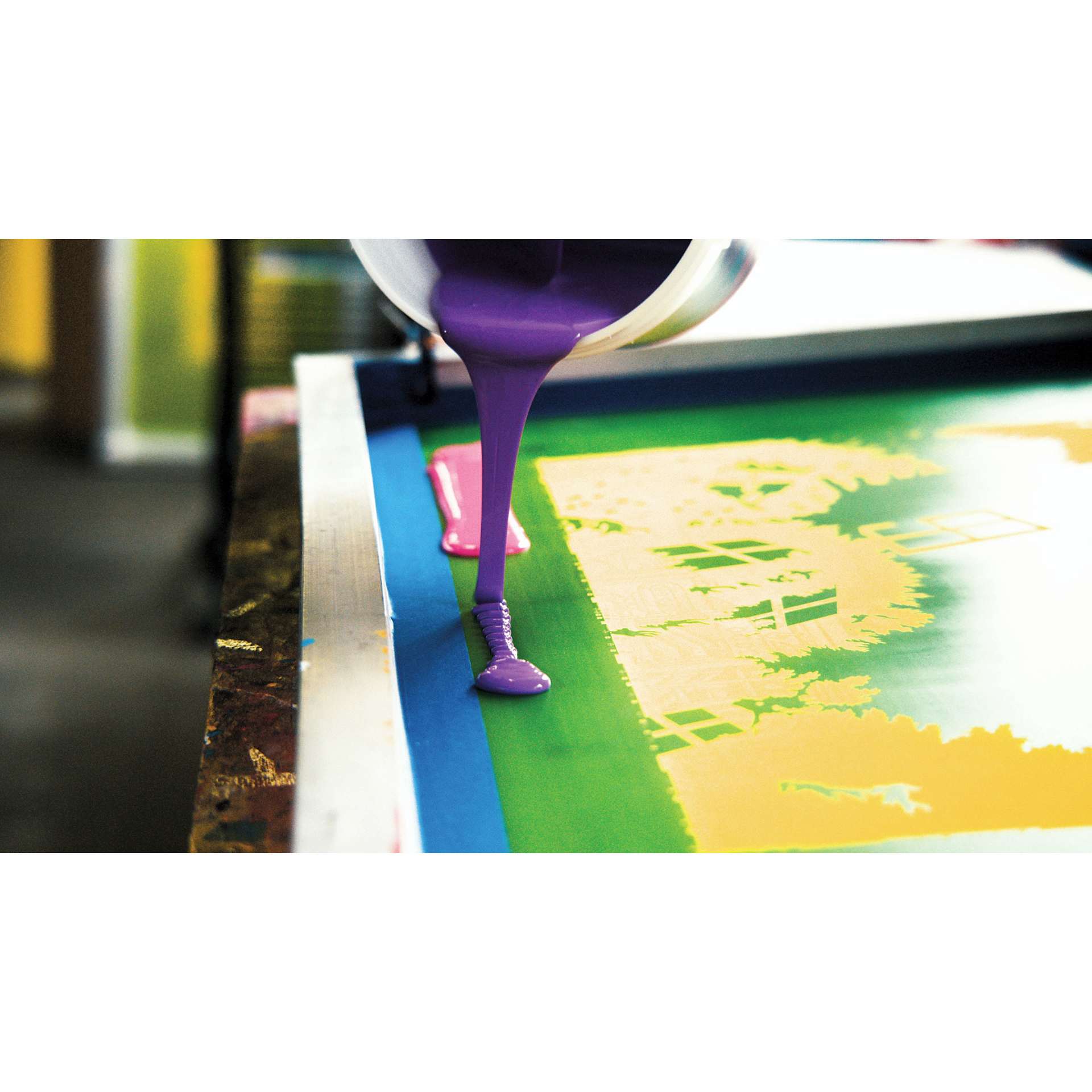 Speedball Block Out Tape - 2" x 36 yd applied to screen while pouring ink