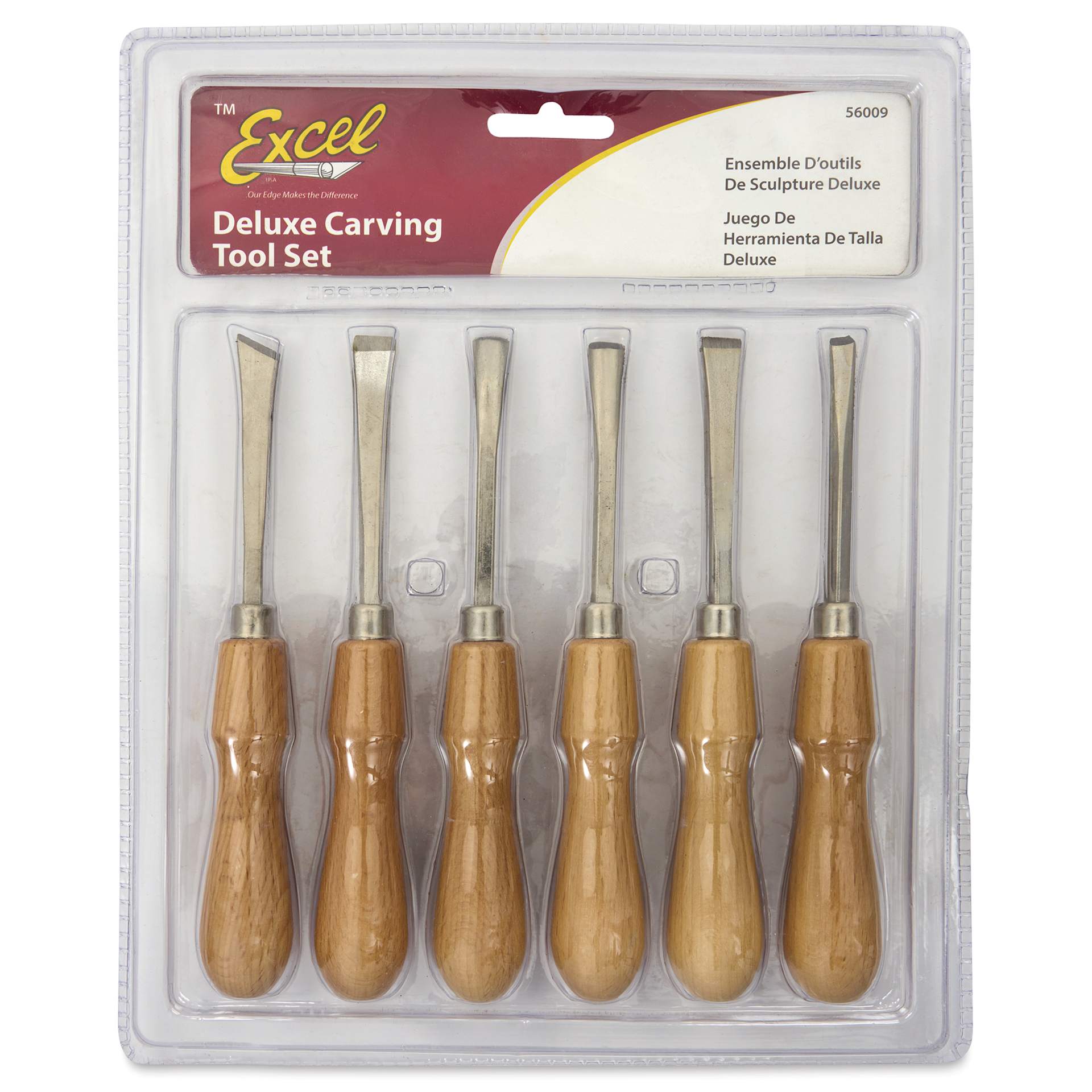 Excel Blades Deluxe Woodcarving Chisels - Set of 6 - front of packaging