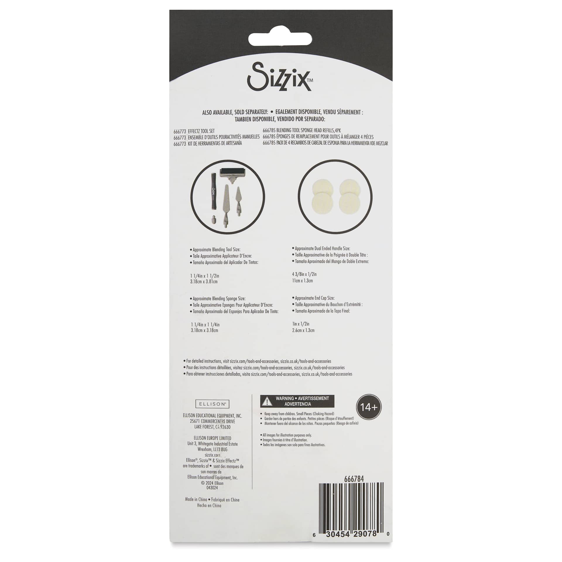 Sizzix Studio Blending Tool, back of packaging