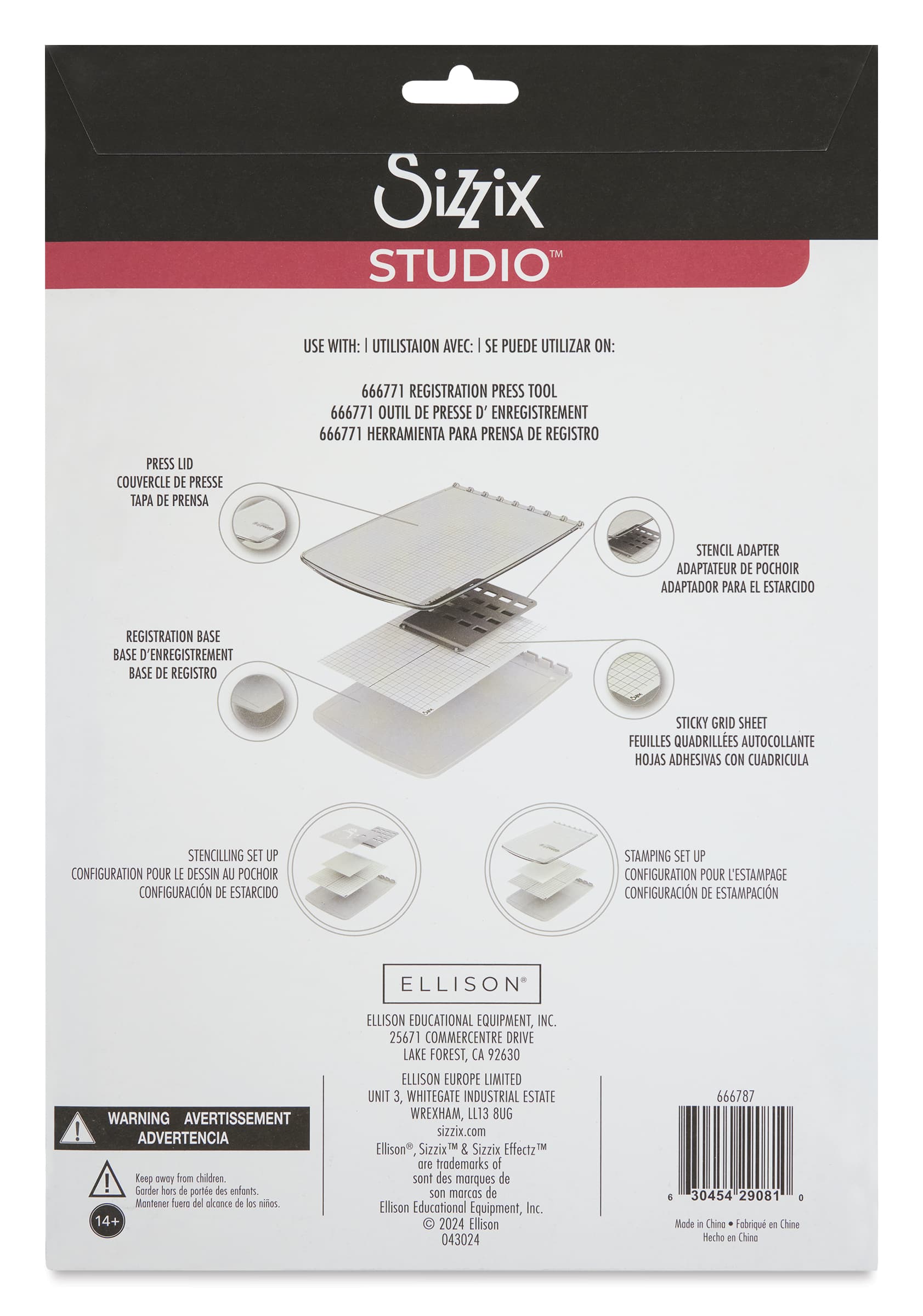 Sizzix Studio Sticky Grid Sheets, back of packaging