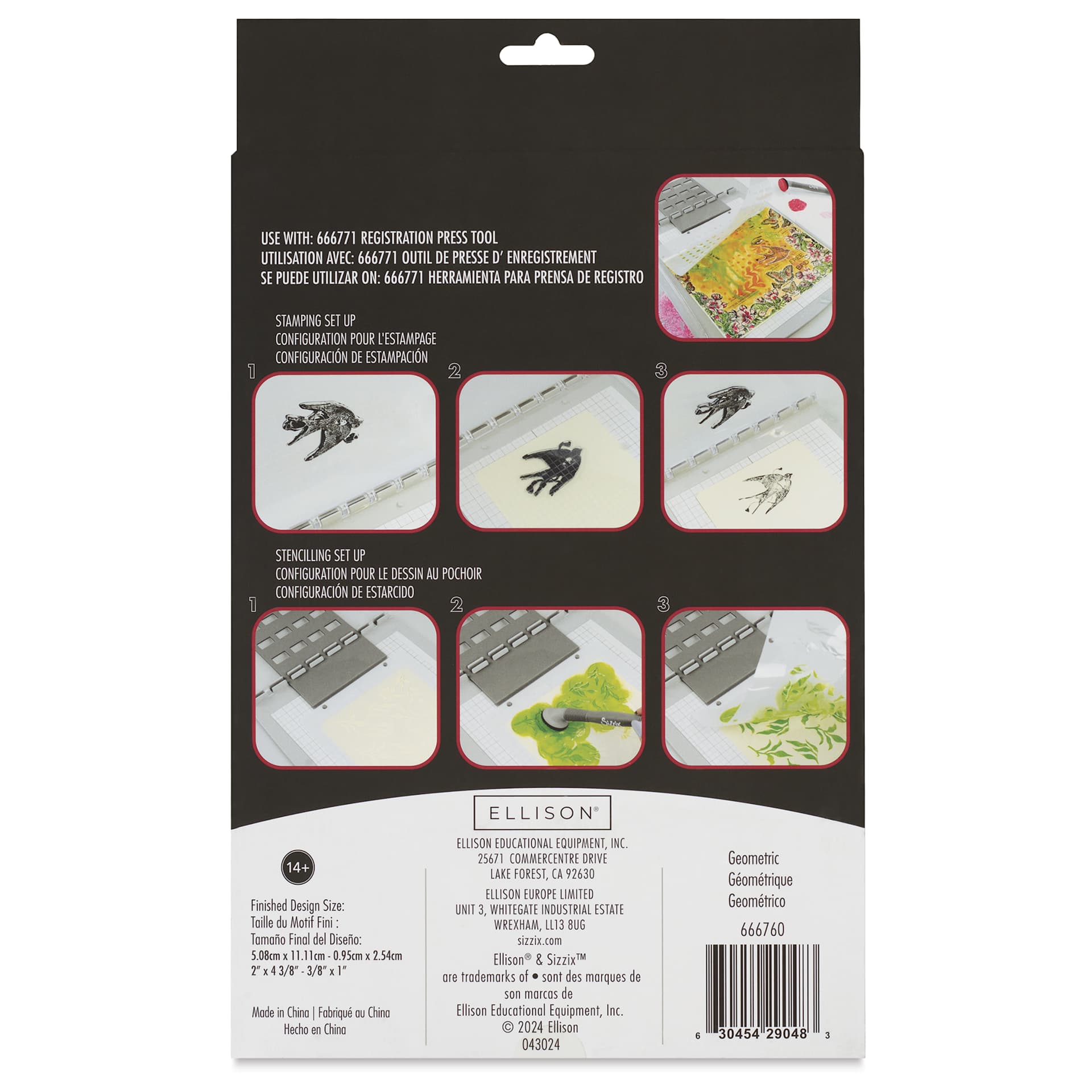 Sizzix Studio Layered Stencil and Stamp Set - Set of 21, Geometric back of packaging