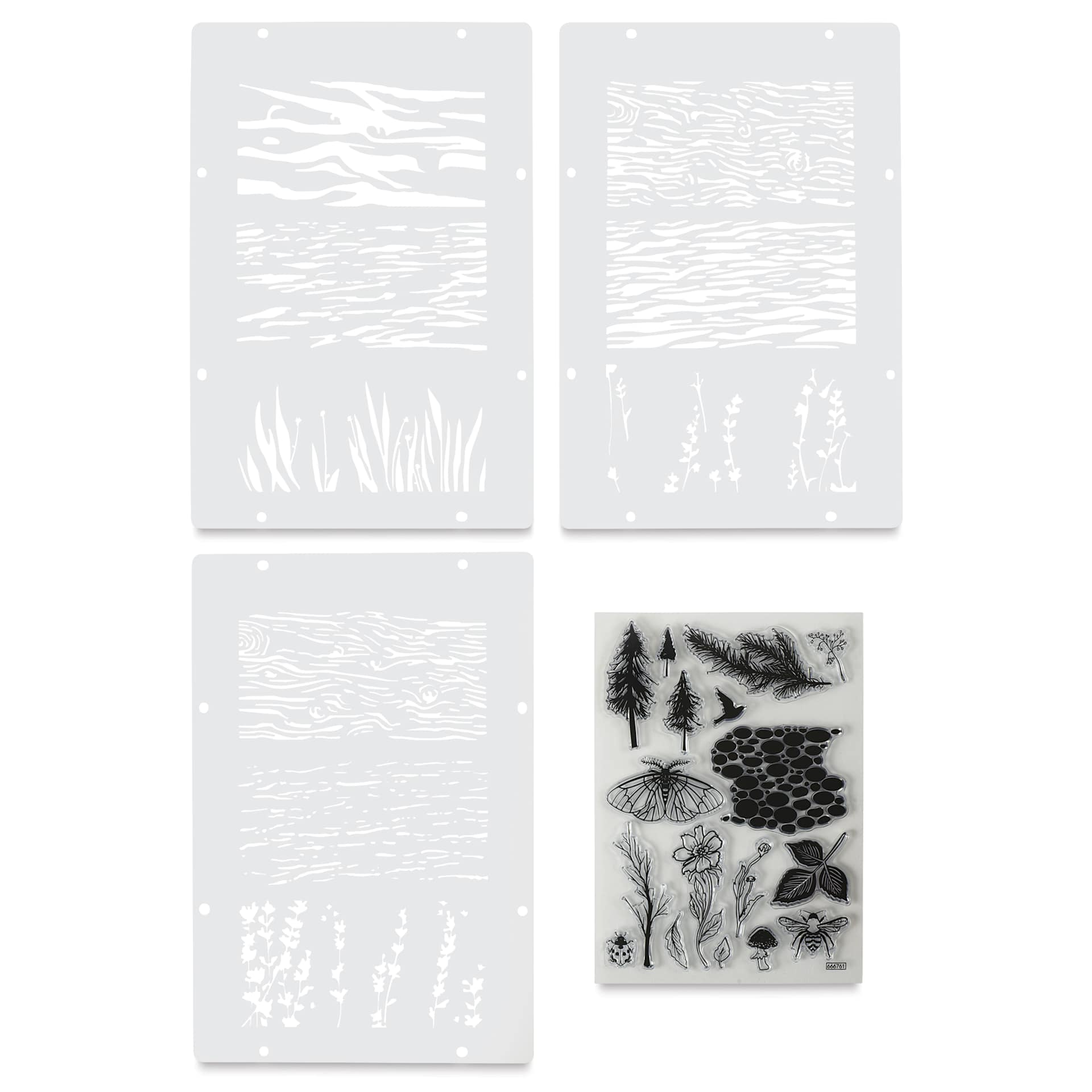 Sizzix Studio Layered Stencil and Stamp Set - Set of 20, Nature