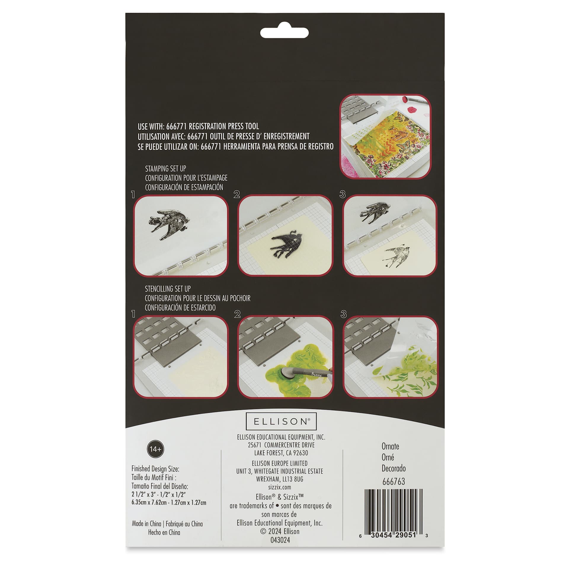 Sizzix Studio Layered Stencil and Stamp Set - Set of 17, Ornate back of packaging