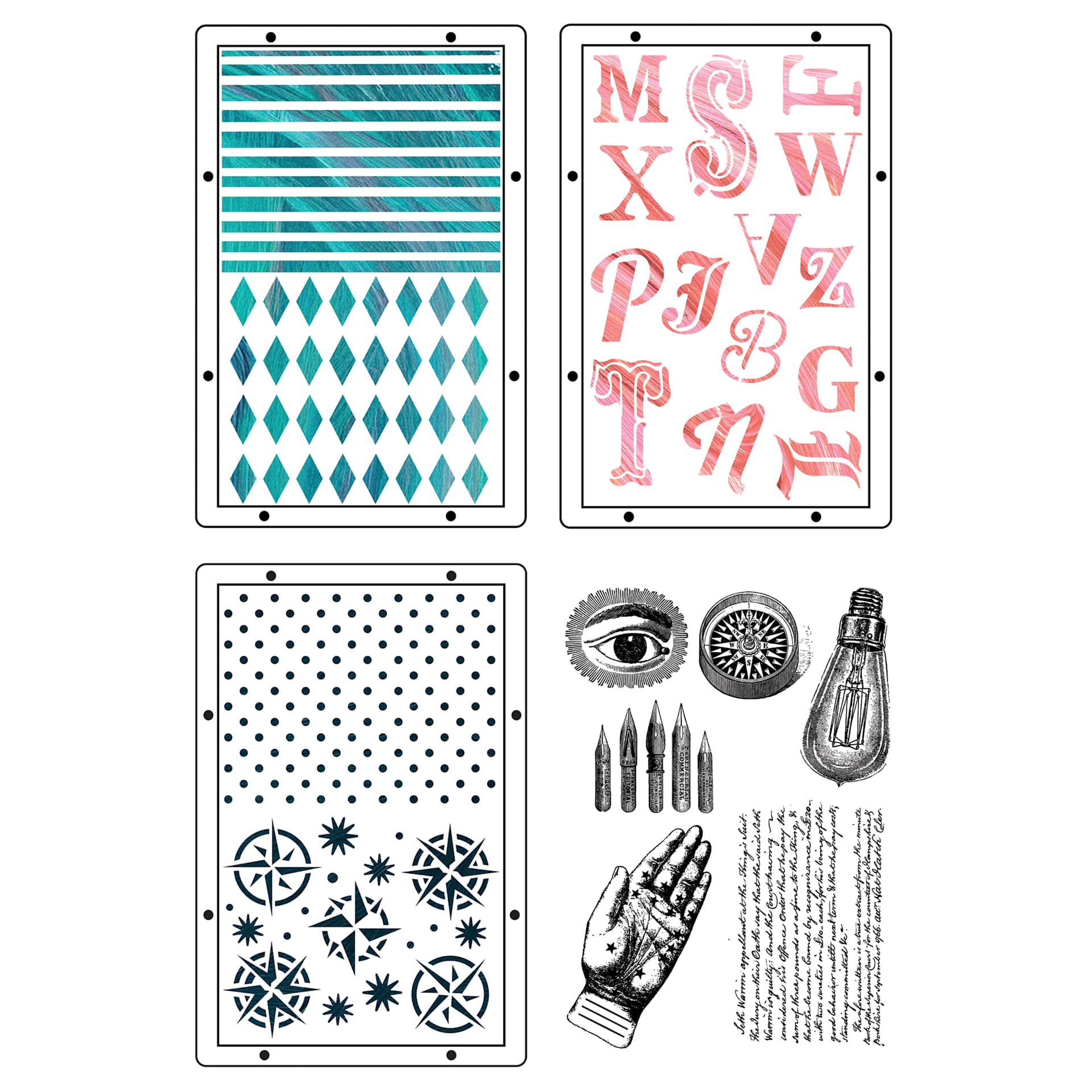 Sizzix Studio Layered Stencil and Stamp Set - Set of 9, My Favorite Things A5