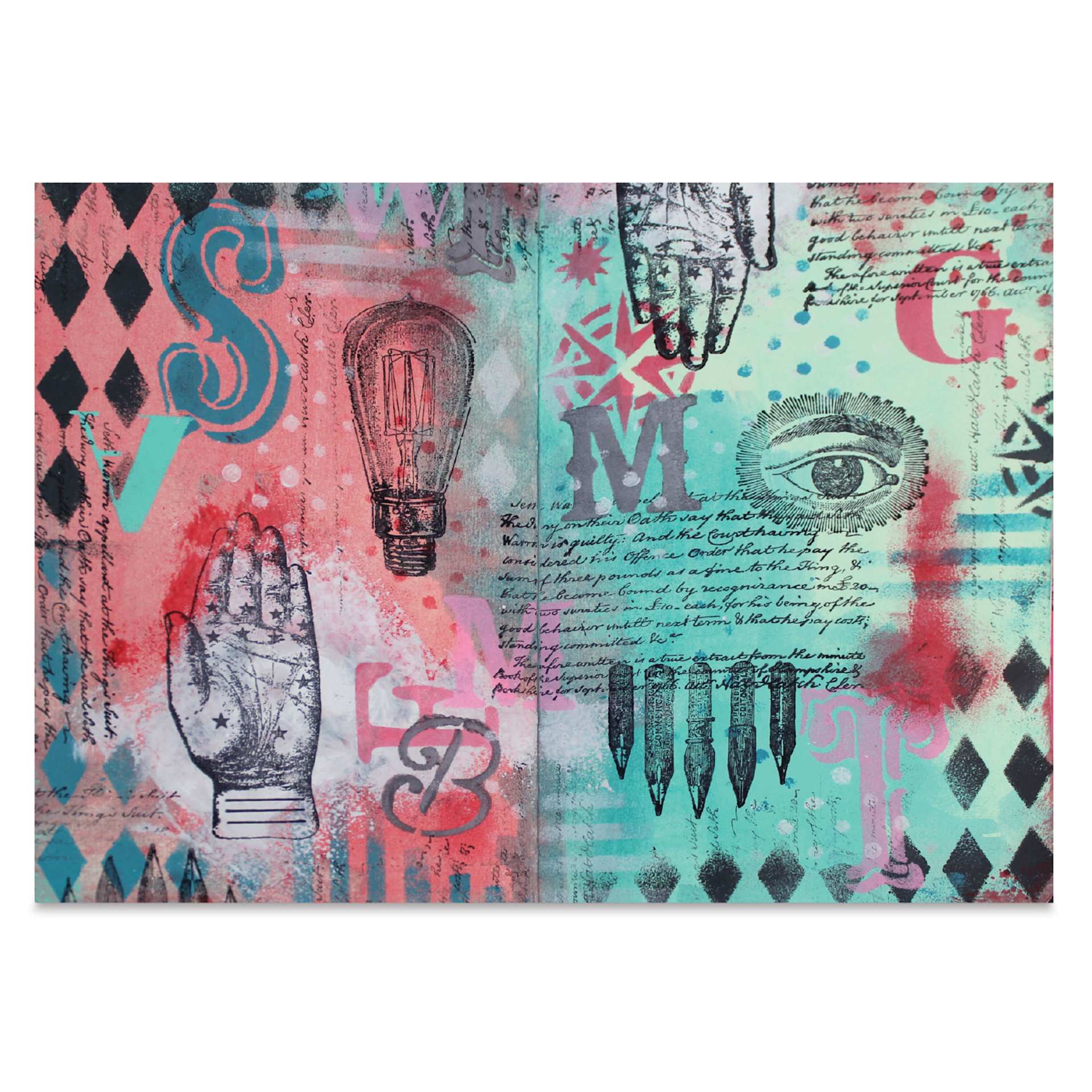 Sizzix Studio Layered Stencil and Stamp Set - Set of 9, My Favorite Things A5 completed project