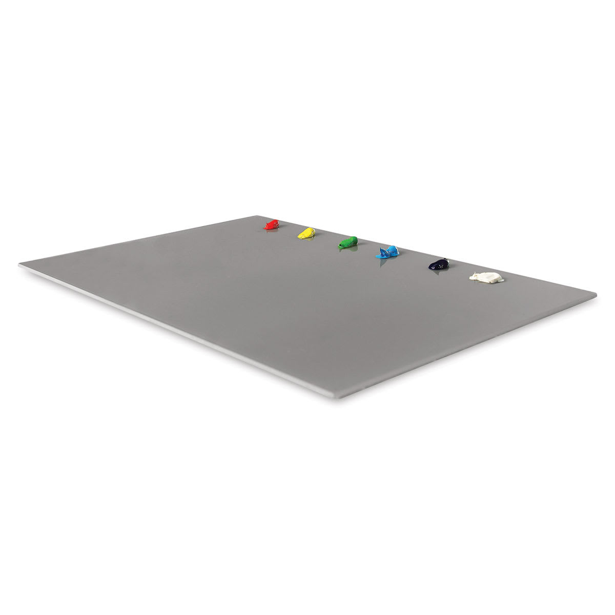 New Wave u.go Plein Air Anywhere Palettes - Angled view of Gray Palette with paint New Wave u.go Plein Air Anywhere Palettes - Angled view of Gray Palette with paint
