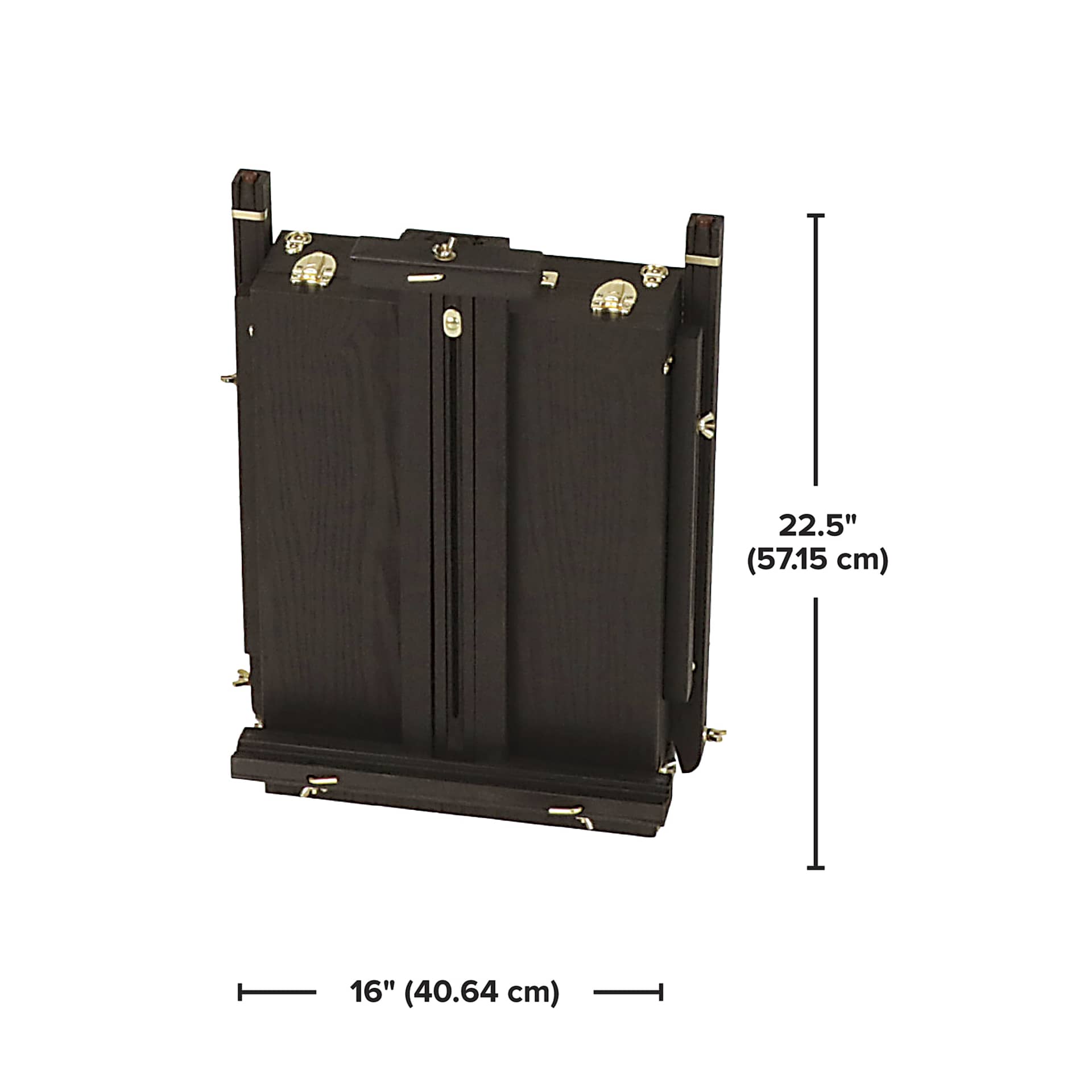 Blick Noir French Easel by Jullian, folded dimensions Height 22.5” (57.15 cm). Length 16" (40.64 cm).