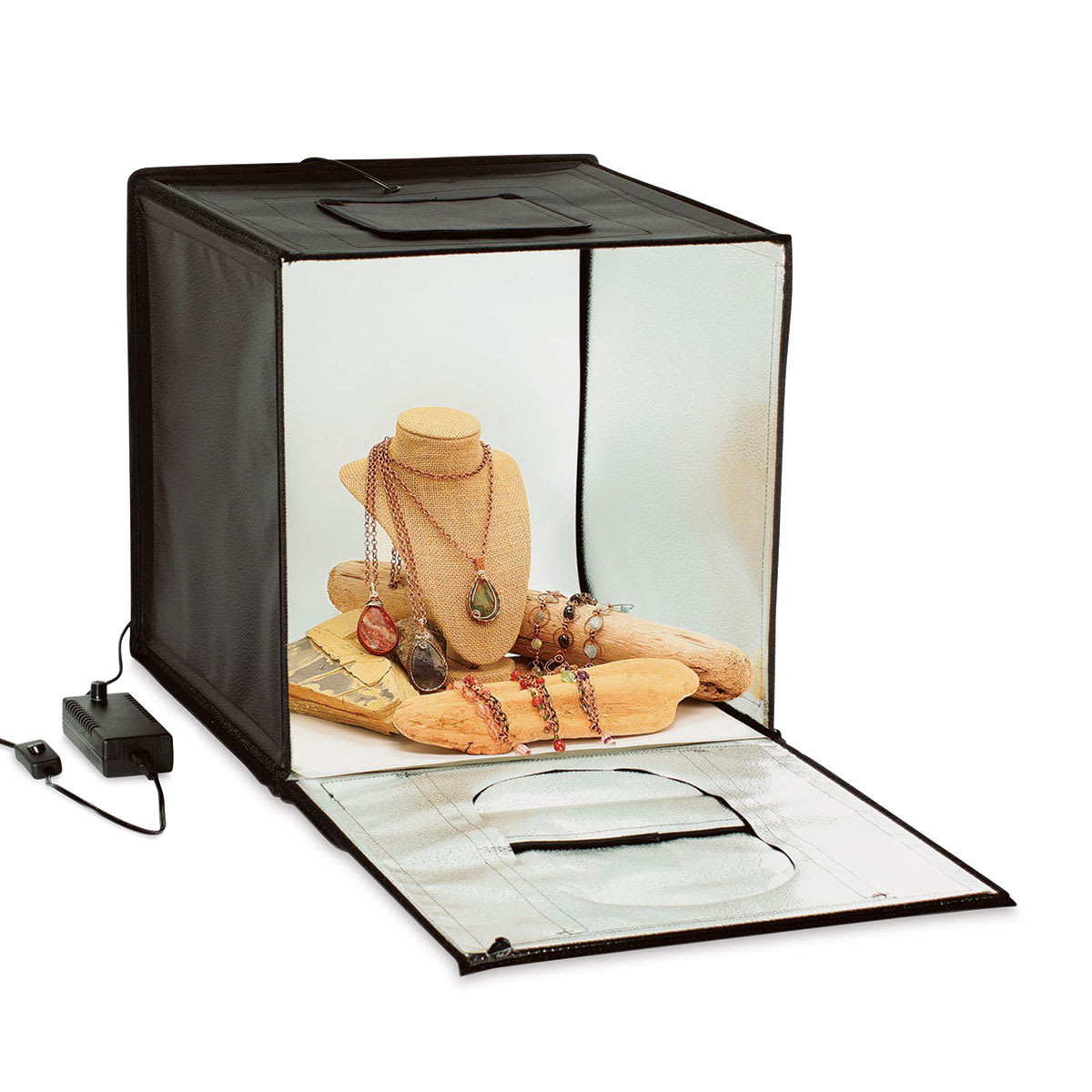 Smith-Victor LED Desktop Studio Light Tent - 17"H x 17"W x 17"D (Sample jewelry display in light tent)