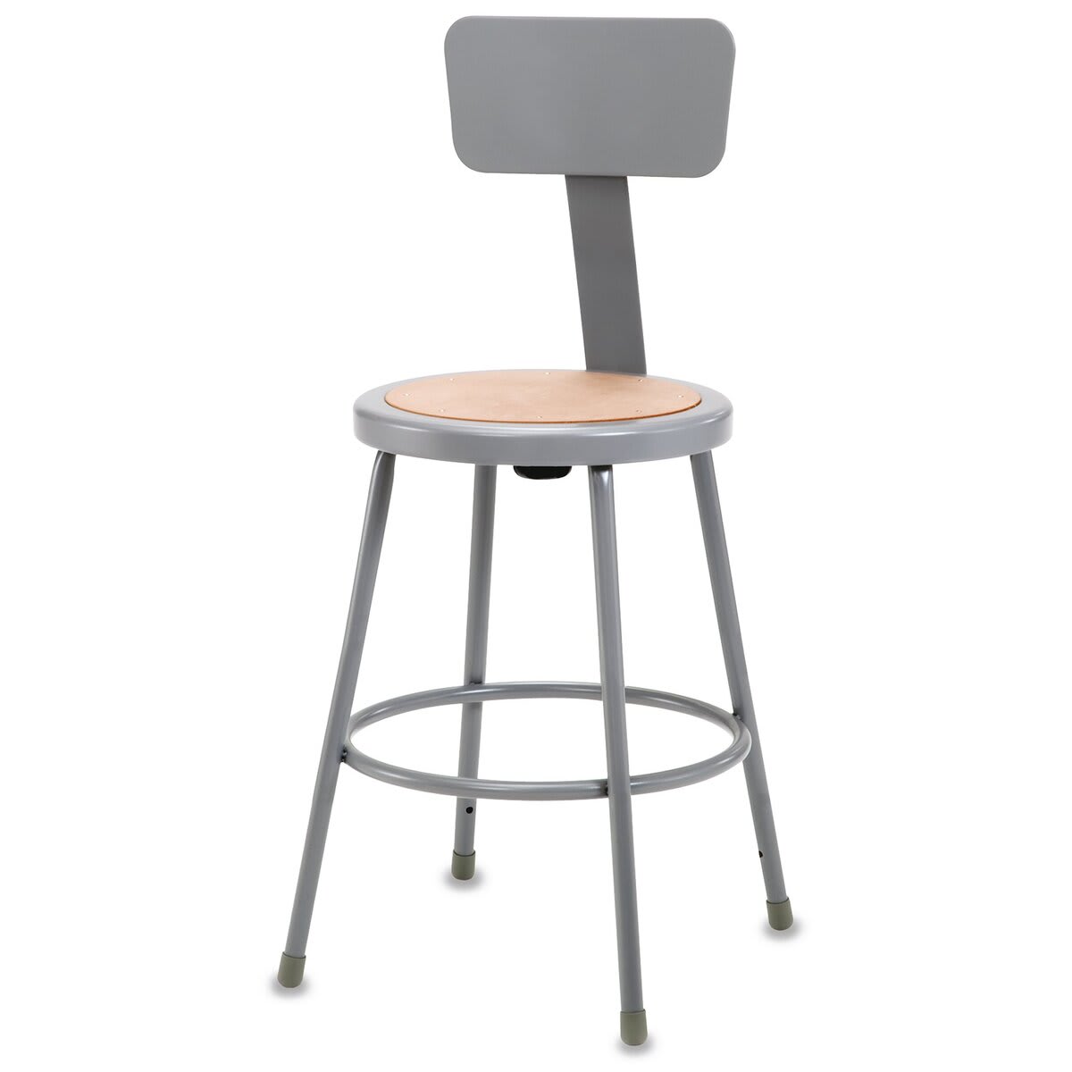 National Public Seating Corp. Fixed Height Stool - 18", with Backrest, Gray