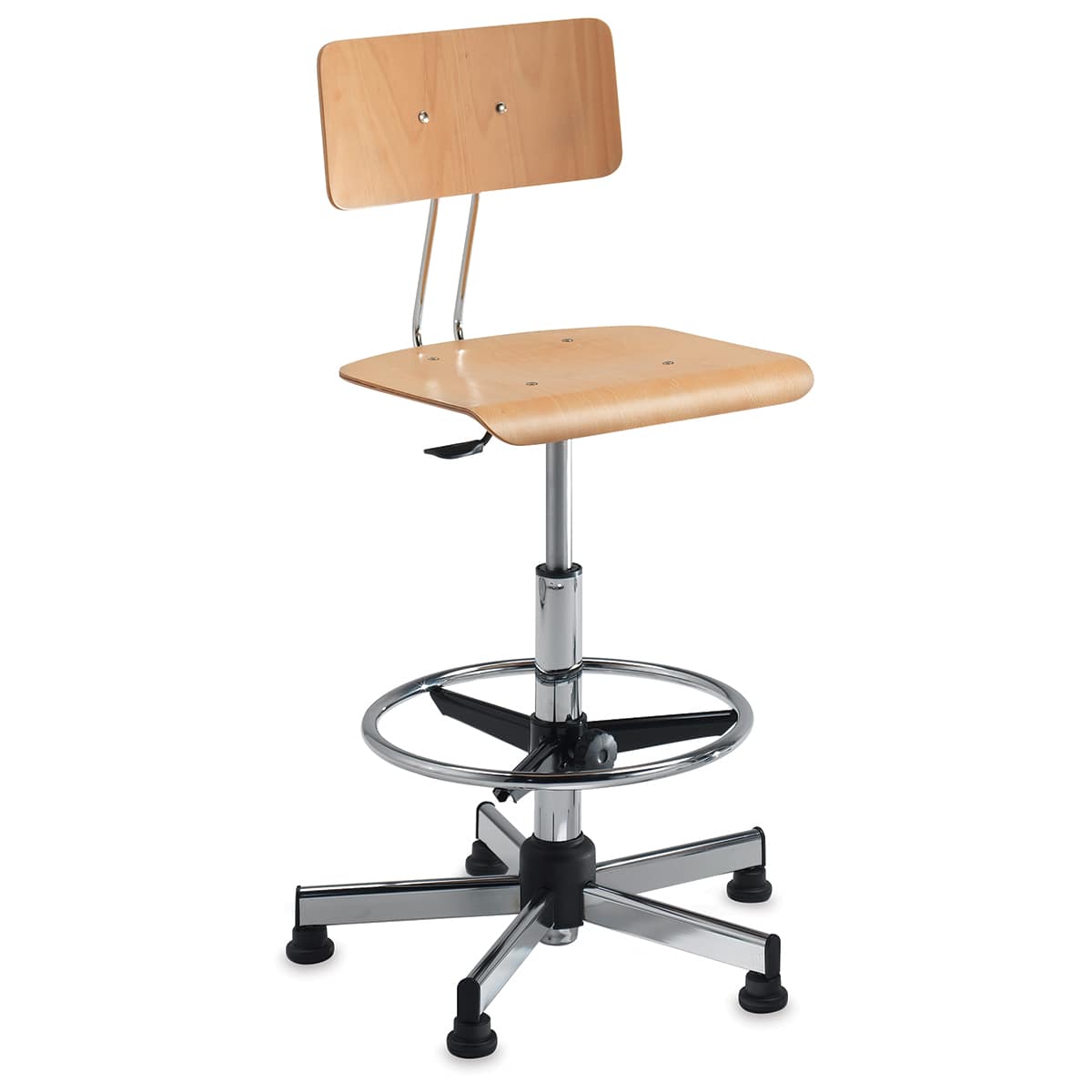 Bieffe Drafting Chair, Birch/Chrome, Assembled