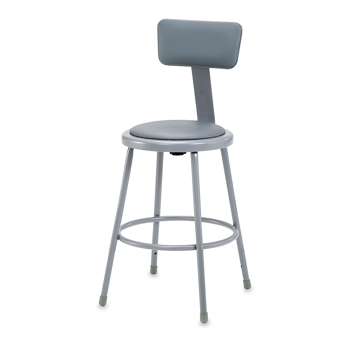 National Public Seating Corp. Padded Stool with Backrest - 24", Grey