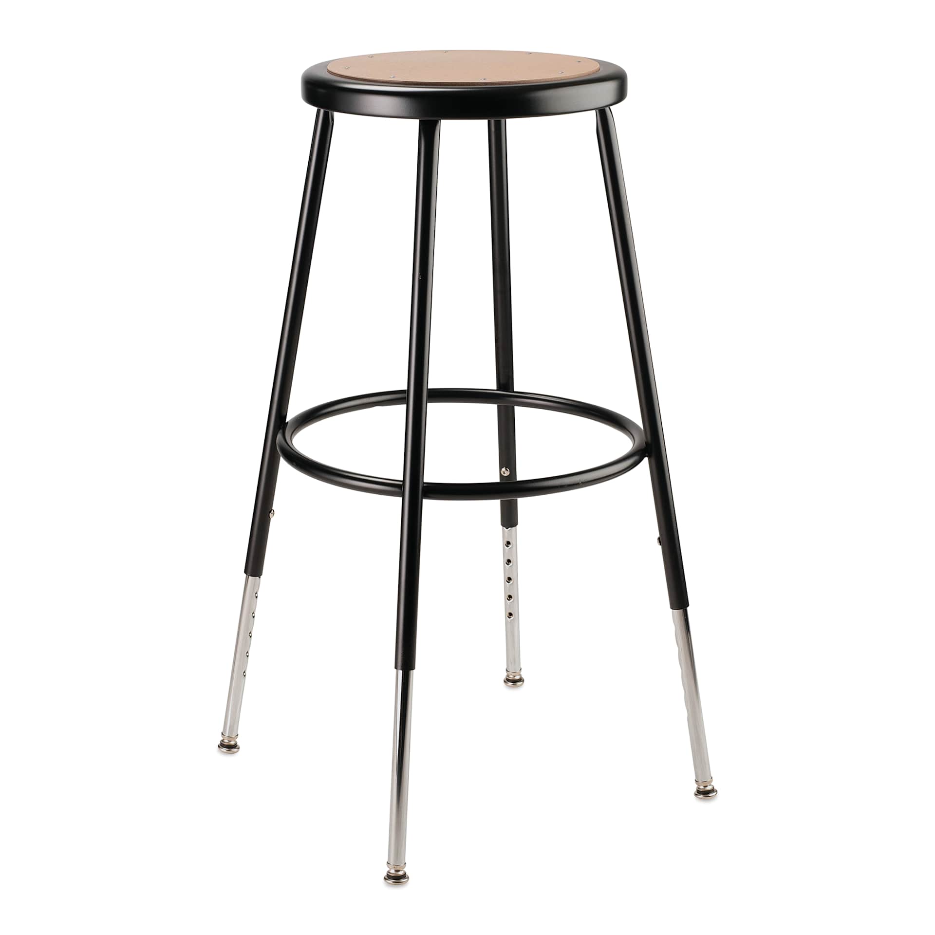 National Public Seating Corp. Adjustable Stool - Without Backrest, Black, 25" to 33", front