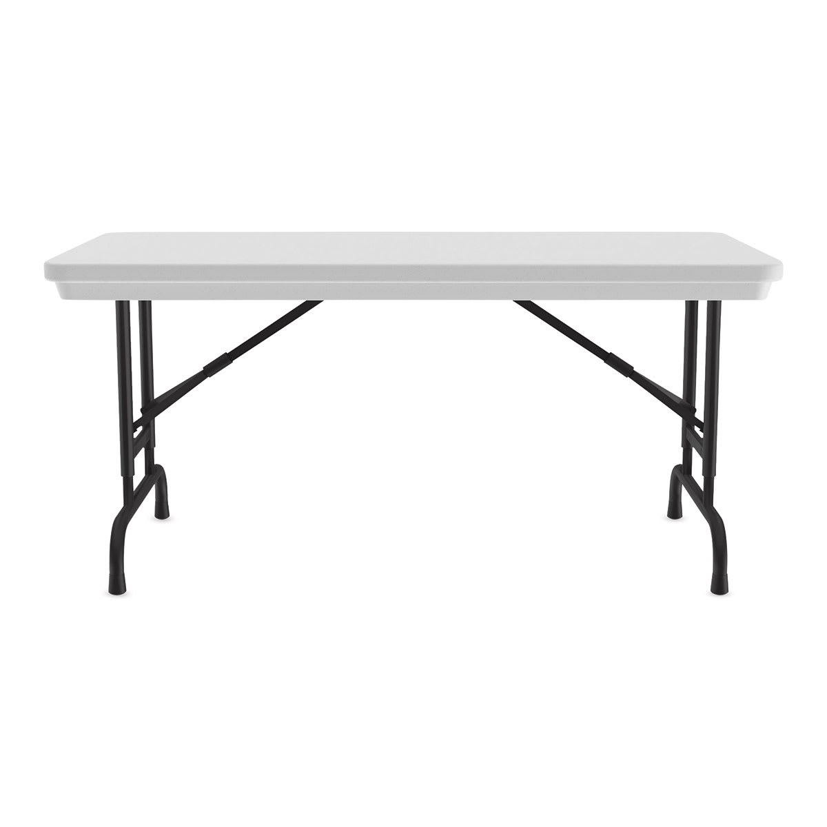 Correll Plastic Resin Folding Table - 24" x 48", Granite, Adjustable Height - side view