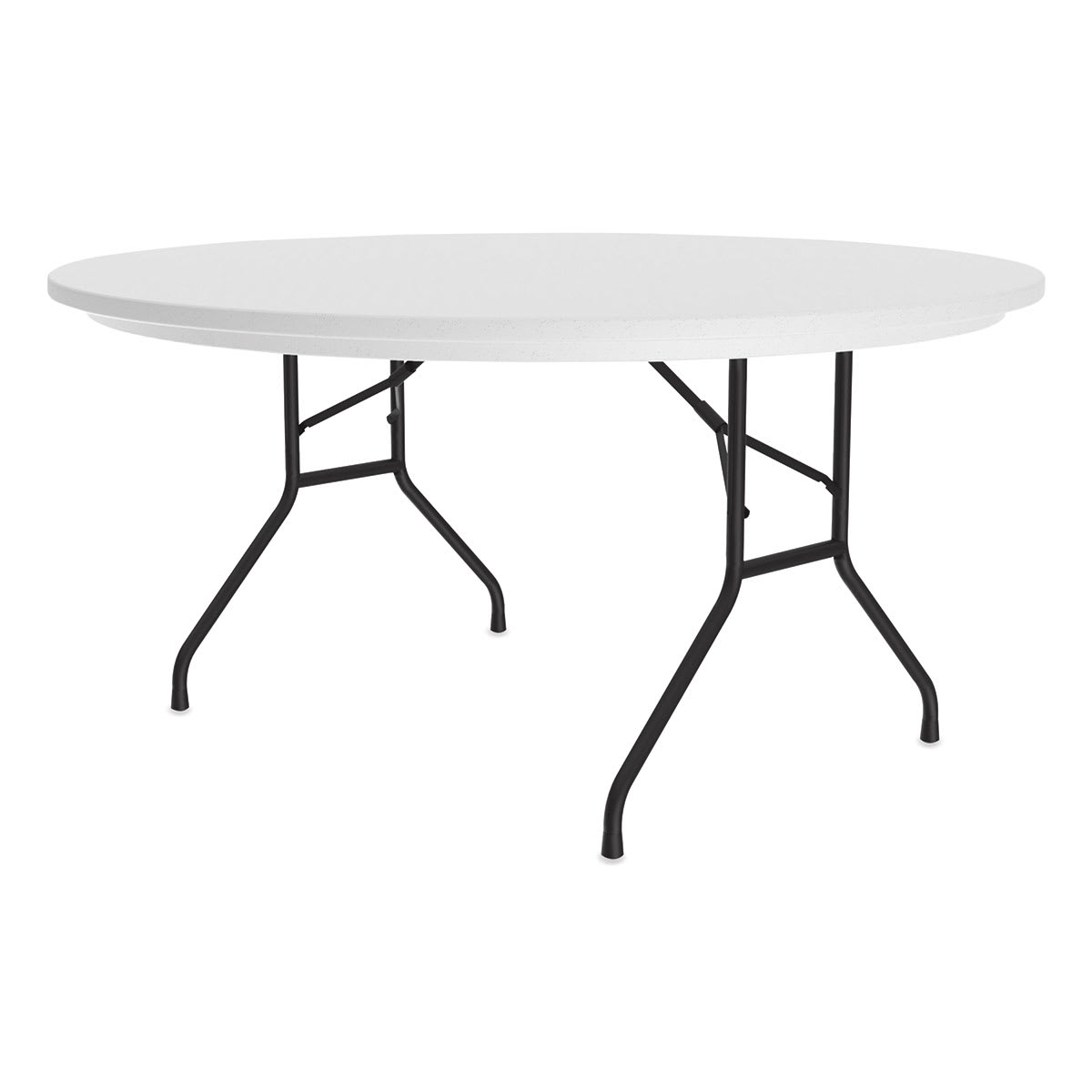 Correll Plastic Resin Folding Table - 29" x 60", Granite, Round Fixed Height - angled