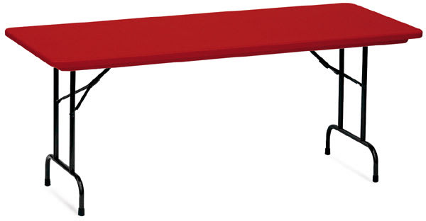 Correll Plastic Resin Folding Tables - Angled view of Red Table
