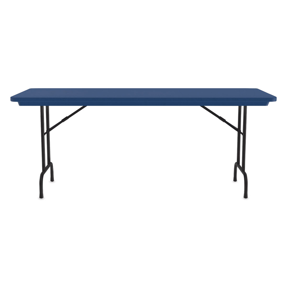 Correll Plastic Resin Folding Table - 30" x 60", Blue, Fixed Height - side view